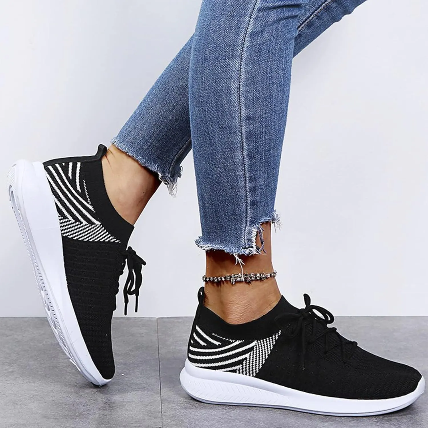 Optigard Women's Casual Lace Up Sneakers Mesh Breathable Daily Walking Shoes, Lightweight & Comfort Memory Foam Gym Wide Width Running Shoes