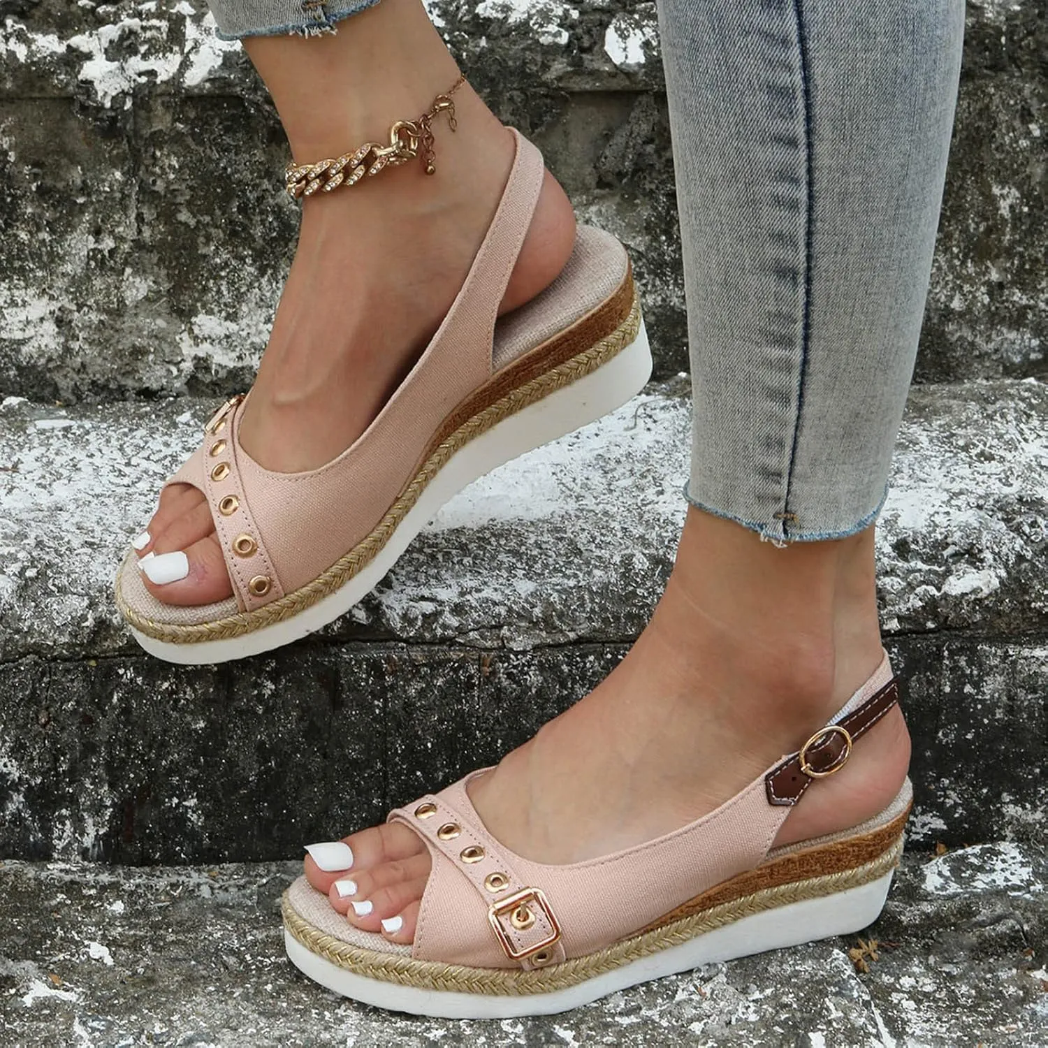 Orthopedic Sandals for Women Dressy 2025 Summer Sandals Buckle Open Toe Wedges Sandals Slingback Arch Support Sandals Walking Sandals Comfortable