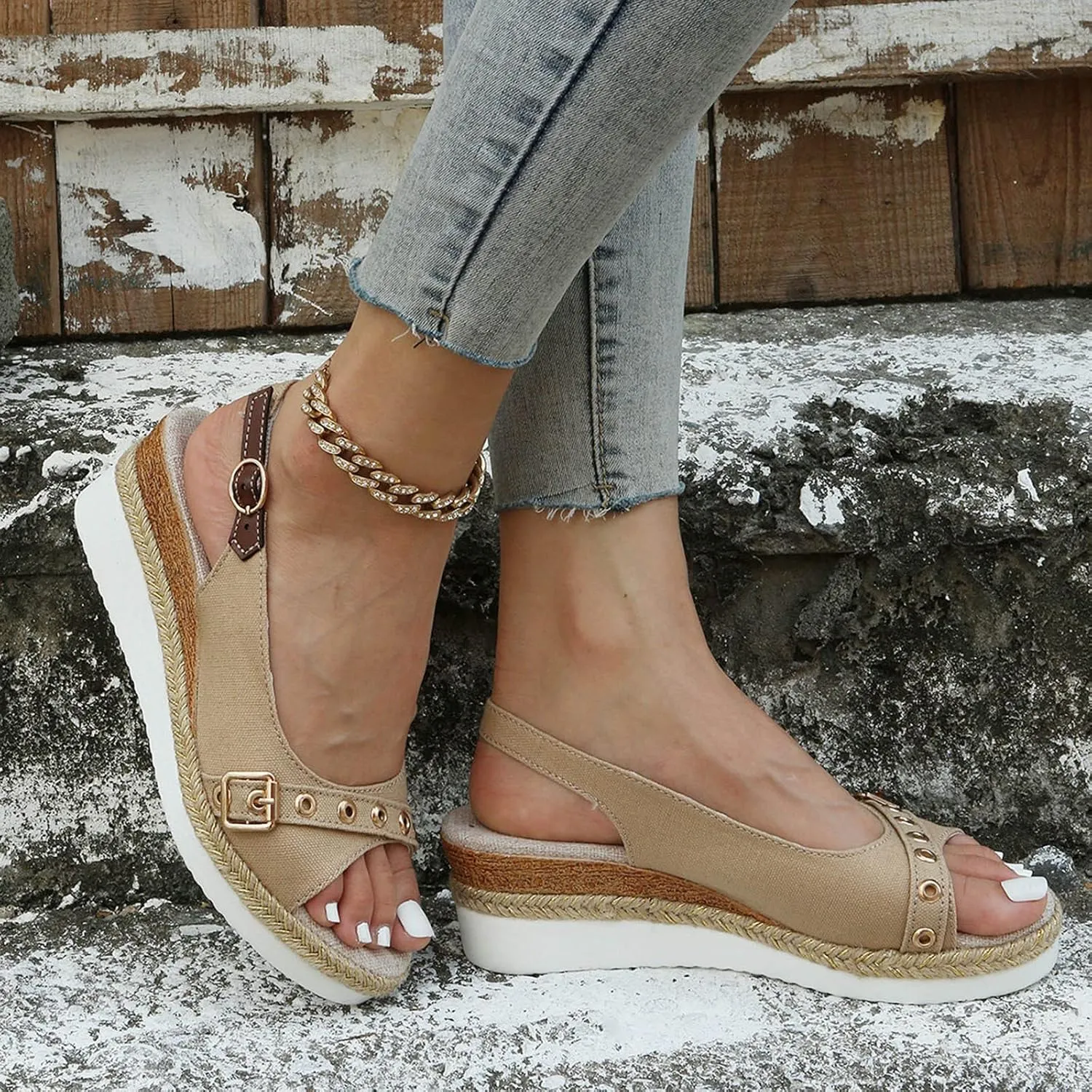 Orthopedic Sandals for Women Dressy 2025 Summer Sandals Buckle Open Toe Wedges Sandals Slingback Arch Support Sandals Walking Sandals Comfortable