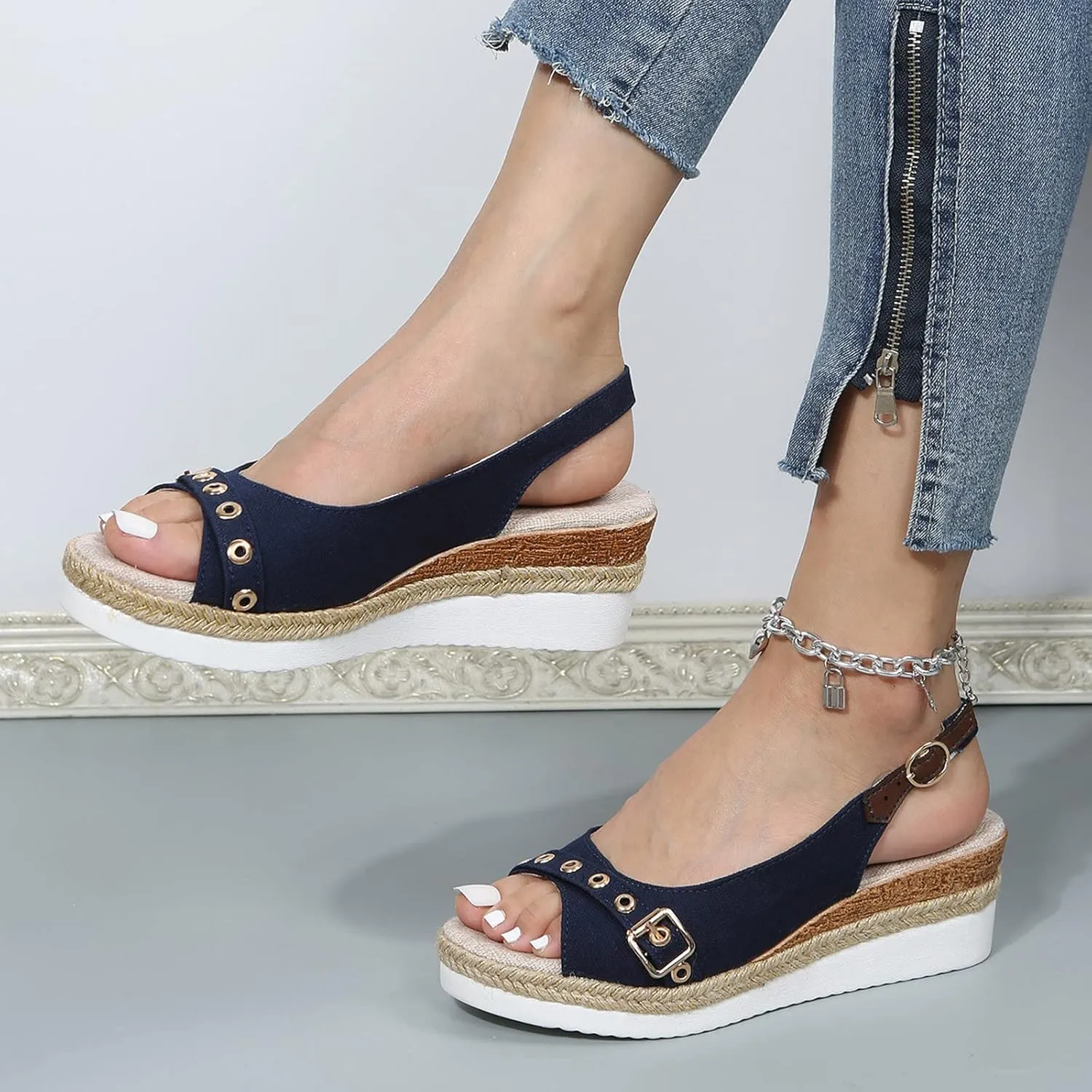 Orthopedic Sandals for Women Dressy 2025 Summer Sandals Buckle Open Toe Wedges Sandals Slingback Arch Support Sandals Walking Sandals Comfortable