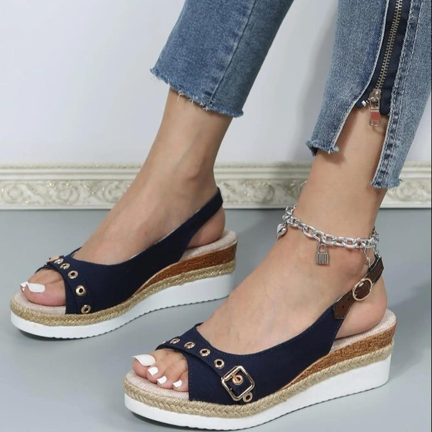 Orthopedic Sandals for Women Dressy 2025 Summer Sandals Buckle Open Toe Wedges Sandals Slingback Arch Support Sandals Walking Sandals Comfortable