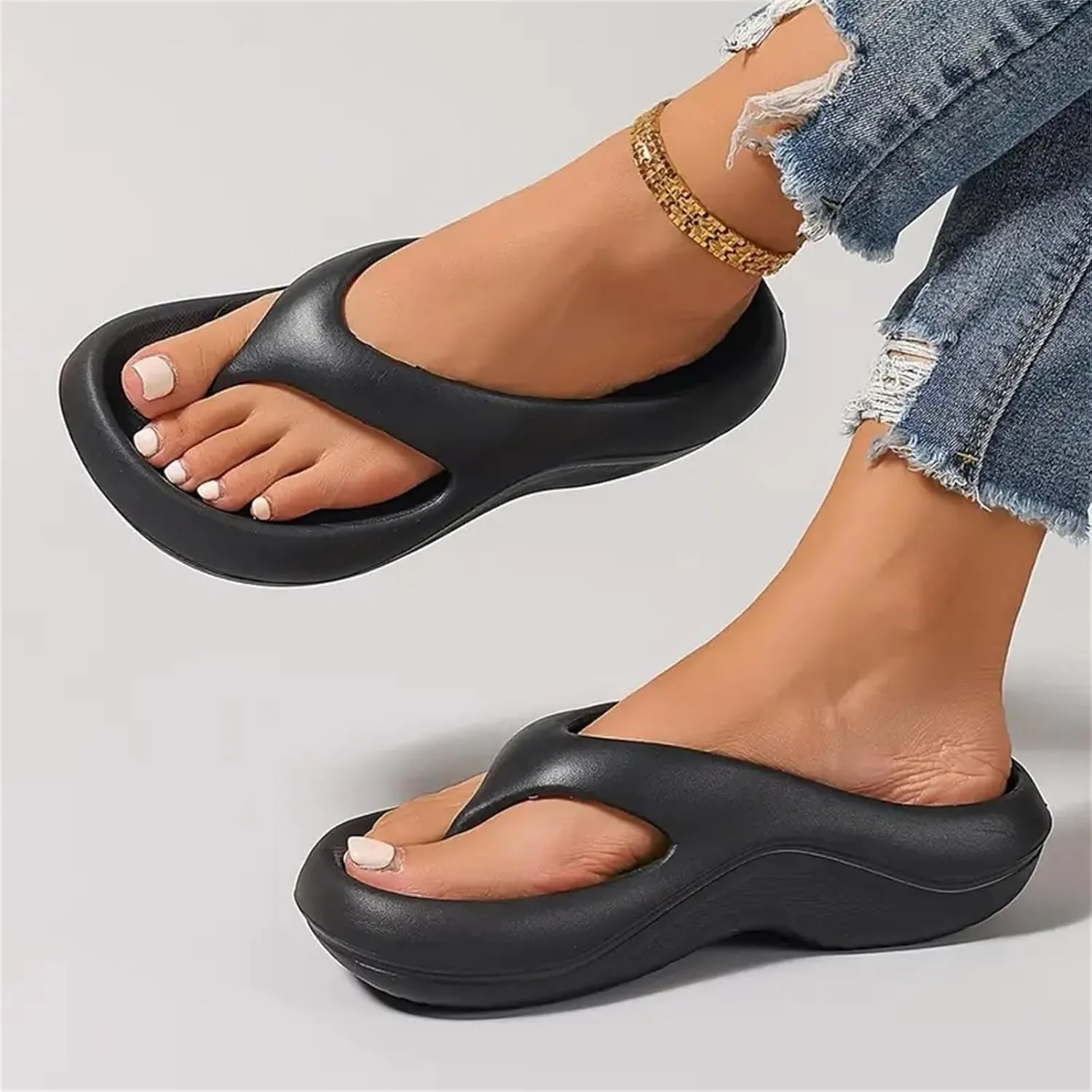 Orthopedic Sandals for Women Lightweight Thong Flip Flop Summer Arch Support Slippers Pillow Soft Summer Beach Shoes Thick Soled Non Slip Flipflops