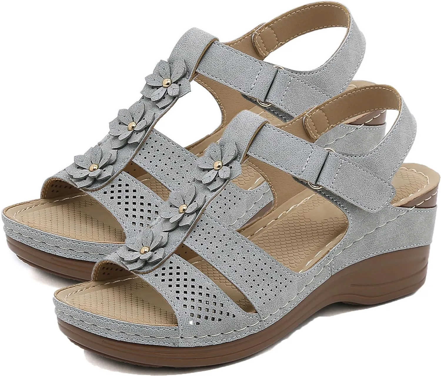 Orthopedic Sandals for Women Summer Sandals for Women 2024 Sandals with Arch Support for Woman Slides Slippers Women,Gray,US7/EU38