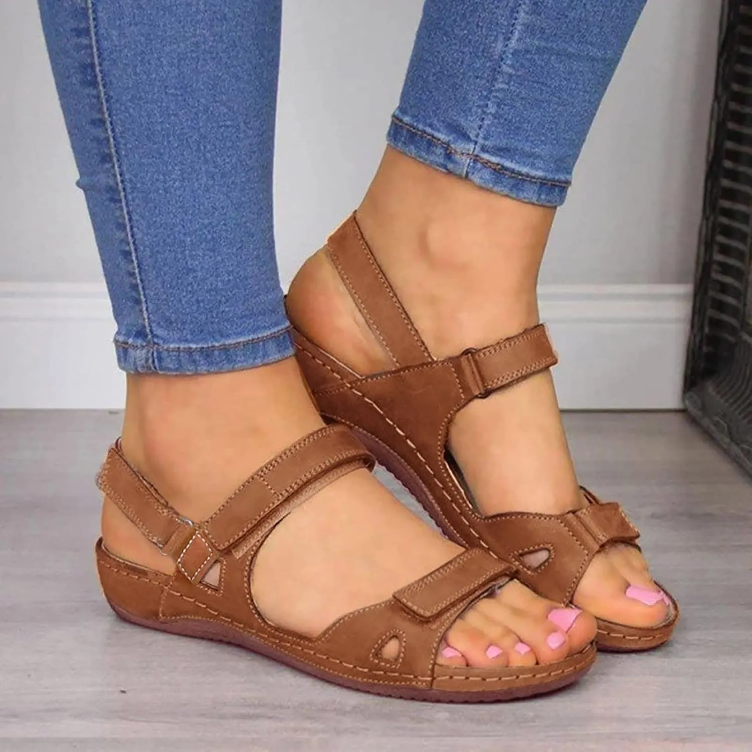 Orthopedic Sandals for Women Wedge Sandals Dressy Summer Ankle Strap Walking Sandals with Arch Support Comfortable Casual Sandals Beach Outdoor Shoes