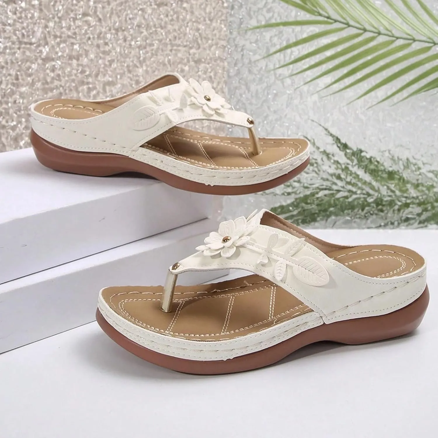 Orthopedic Sandals for Women,Flip Flop Wedge Sandals for Women 2025,Open Toe Platform Sandals,Arch Support Plantar Fasciitis Orthotic Slippers Women Flip Flops, Slip on Beach Sandals Dress Shoes