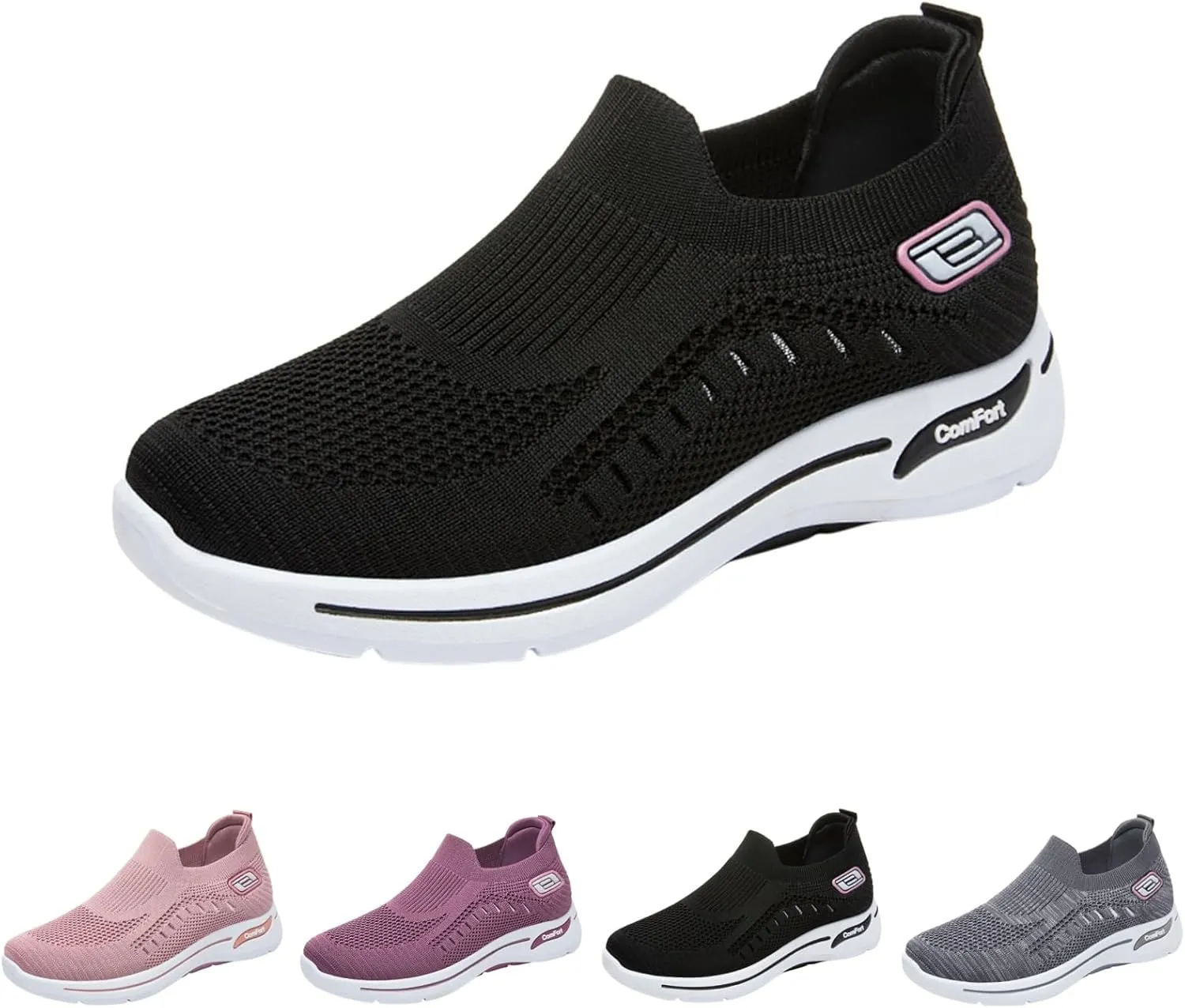 Orthopedic Shoes for Women Slip On Comfort Breathable Knit Sneakers Non-Slip Woven Sneakers Lightweight Slip-On Sneakers