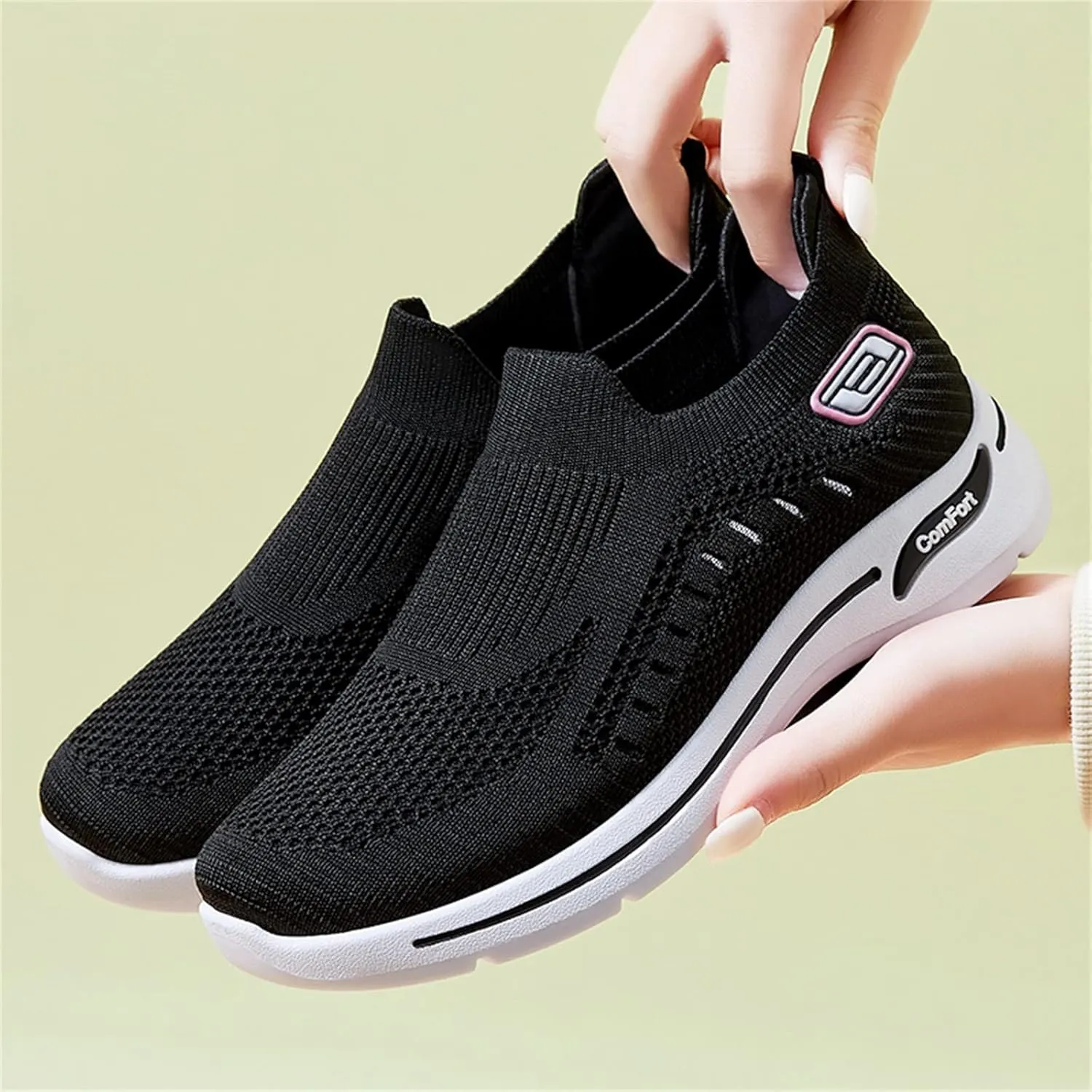 Orthopedic Shoes for Women Slip On Comfort Breathable Knit Sneakers Non-Slip Woven Sneakers Lightweight Slip-On Sneakers