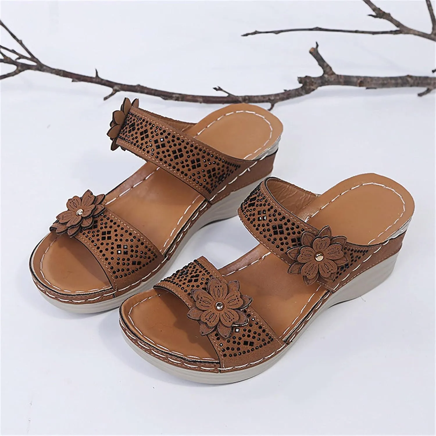 Orthopedic Slippers Women Indoor Wide Toe Box Shoes Women Orthopedic Slip On Dressy Wedges Dressy Sandals Women Comfortable Walking Shoes Women Arch Support Wide Women Platform Shoes