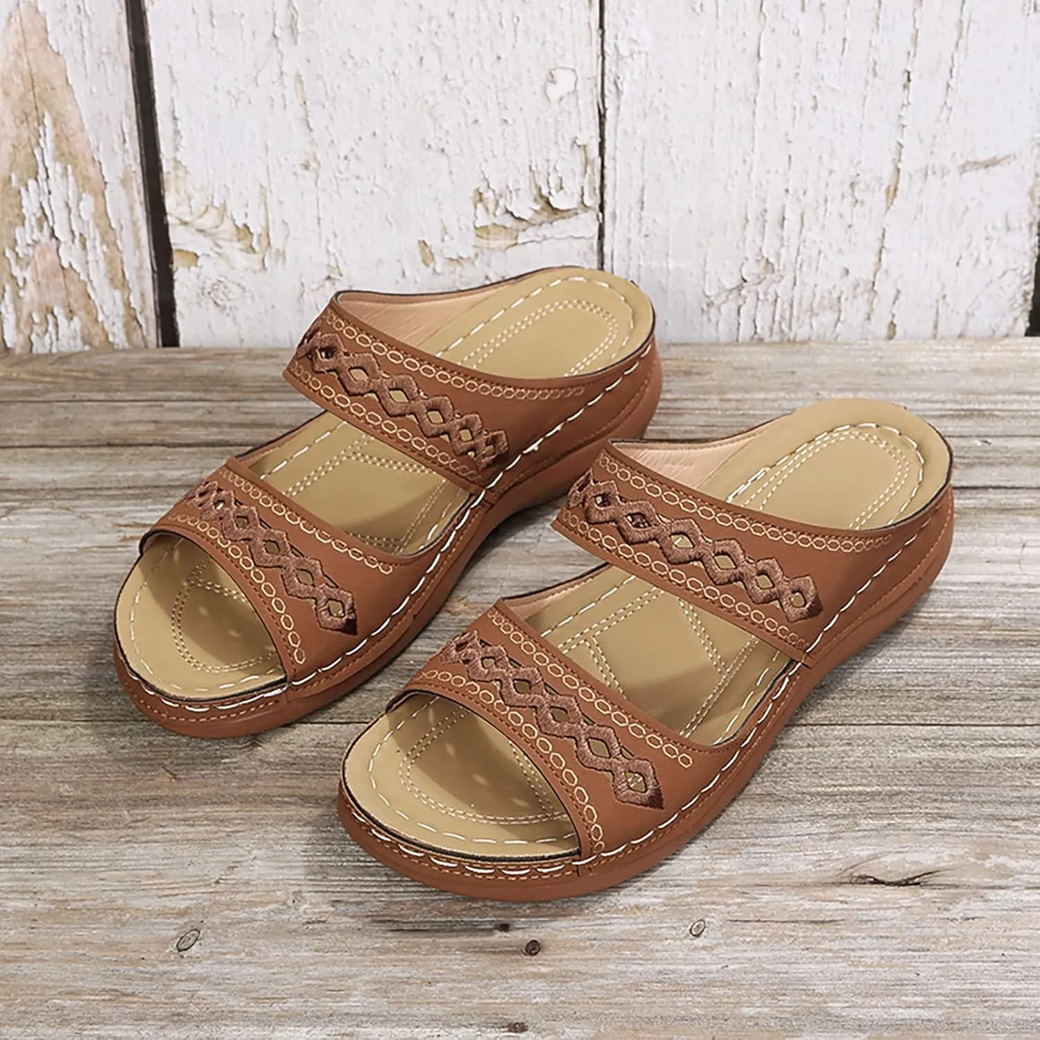 Orthopedic Wedge Sandals For Women Dressy Summer Comfortable Walking 2025 Casual Fashionable Backless Thick Sole Casual Sandals Wide Width Walking Dress Shoes for Party Beach Vacation
