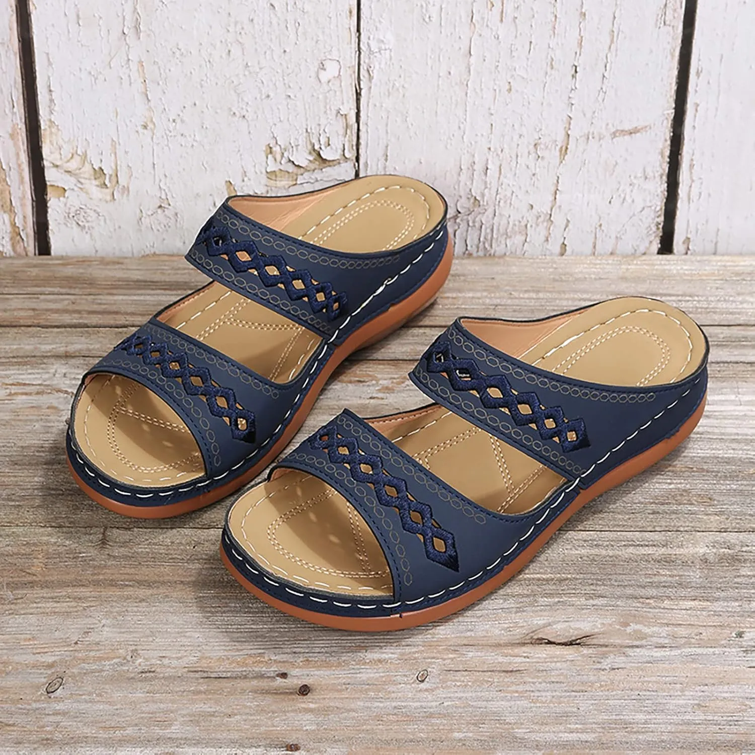 Orthopedic Wedge Sandals For Women Dressy Summer Comfortable Walking 2025 Casual Fashionable Backless Thick Sole Casual Sandals Wide Width Walking Dress Shoes for Party Beach Vacation