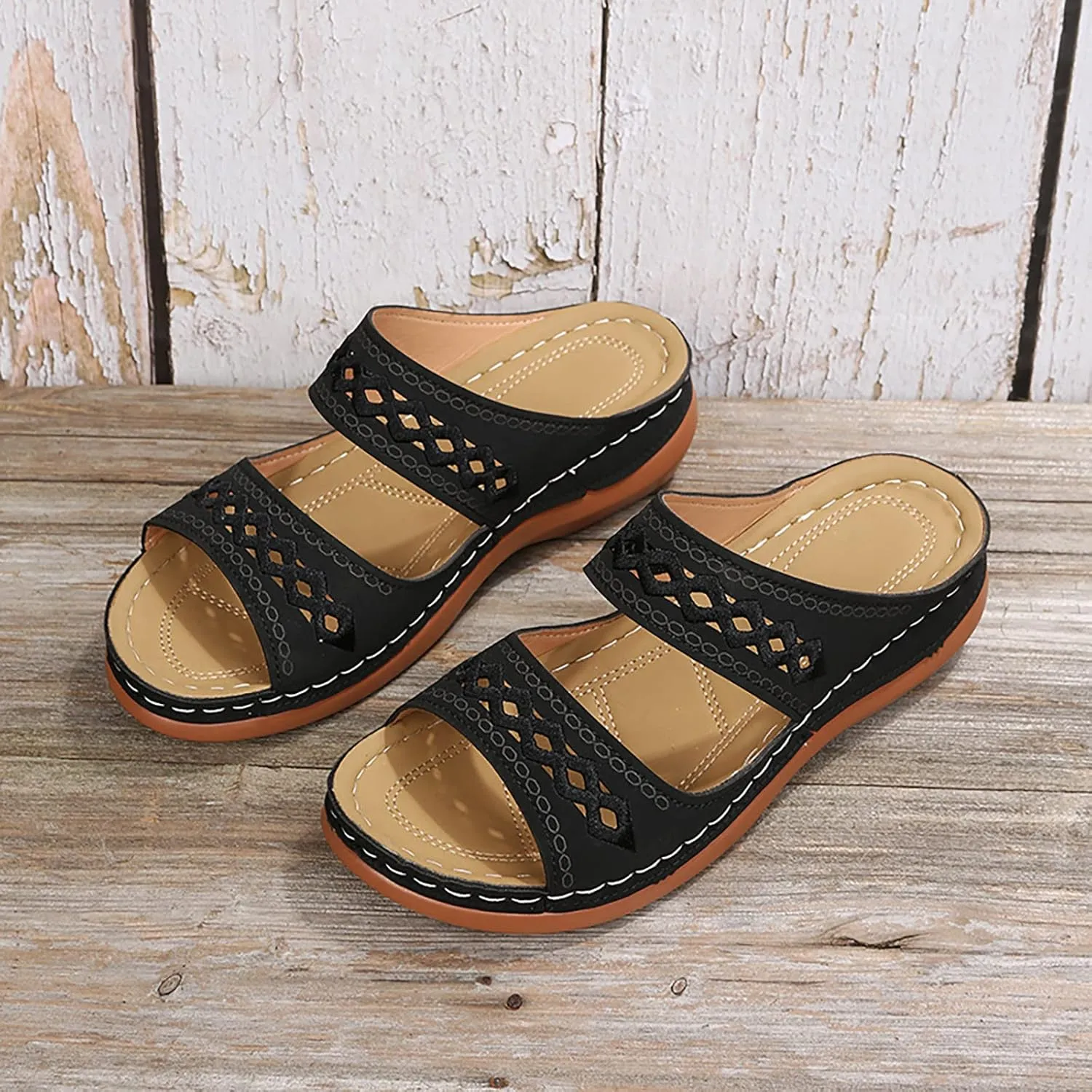Orthopedic Wedge Sandals For Women Dressy Summer Comfortable Walking 2025 Casual Fashionable Backless Thick Sole Casual Sandals Wide Width Walking Dress Shoes for Party Beach Vacation