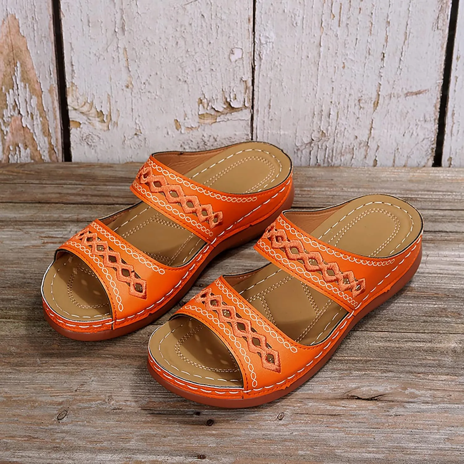 Orthopedic Wedge Sandals For Women Dressy Summer Comfortable Walking 2025 Casual Fashionable Backless Thick Sole Casual Sandals Wide Width Walking Dress Shoes for Party Beach Vacation