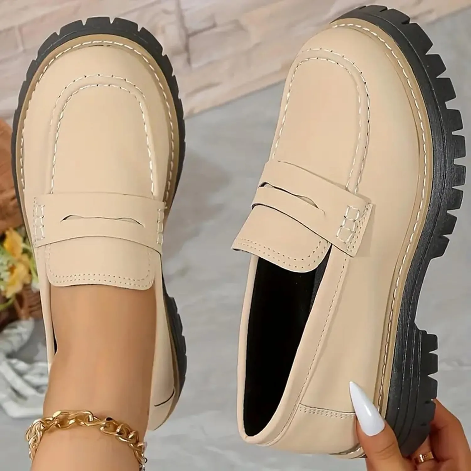 Orthoture Orthopedic Platform Loafers, Orthoture Womens Shoes Loafer, Lug Sole Loafers, Slip On Comfort Casual Fashion