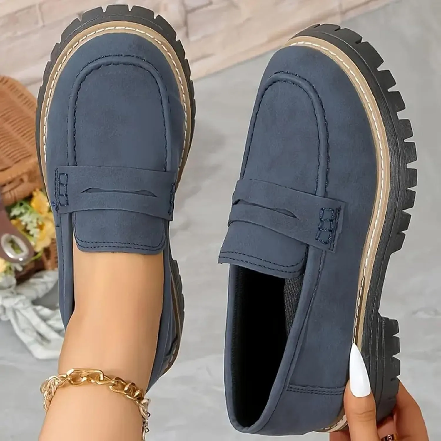 Orthoture Orthopedic Platform Loafers, Orthoture Womens Shoes Loafer, Lug Sole Loafers, Slip On Comfort Casual Fashion