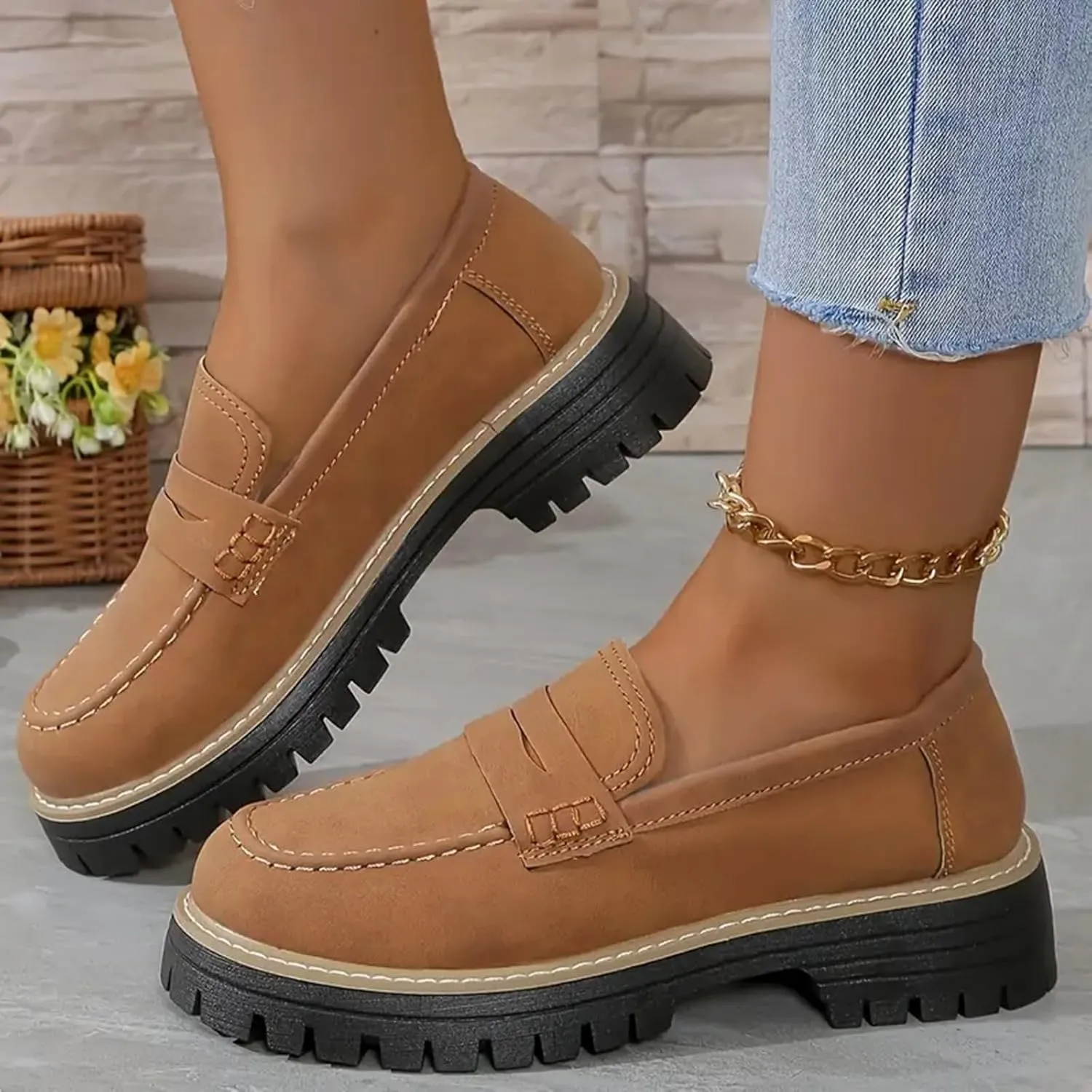 Orthoture Orthopedic Platform Loafers, Orthoture Womens Shoes Loafer, Lug Sole Loafers, Slip On Comfort Casual Fashion