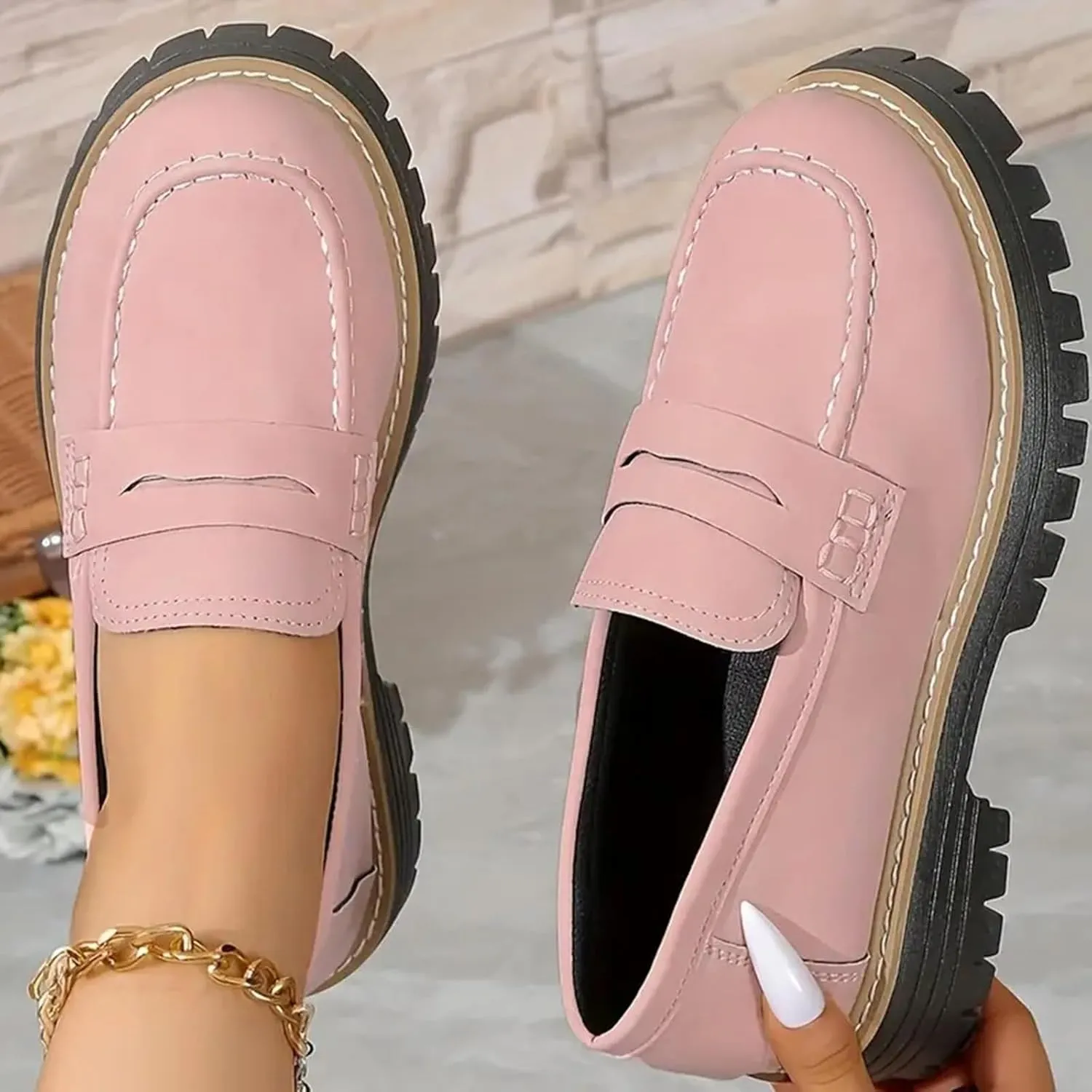 Orthoture Orthopedic Platform Loafers, Orthoture Womens Shoes Loafer, Lug Sole Loafers, Slip On Comfort Casual Fashion
