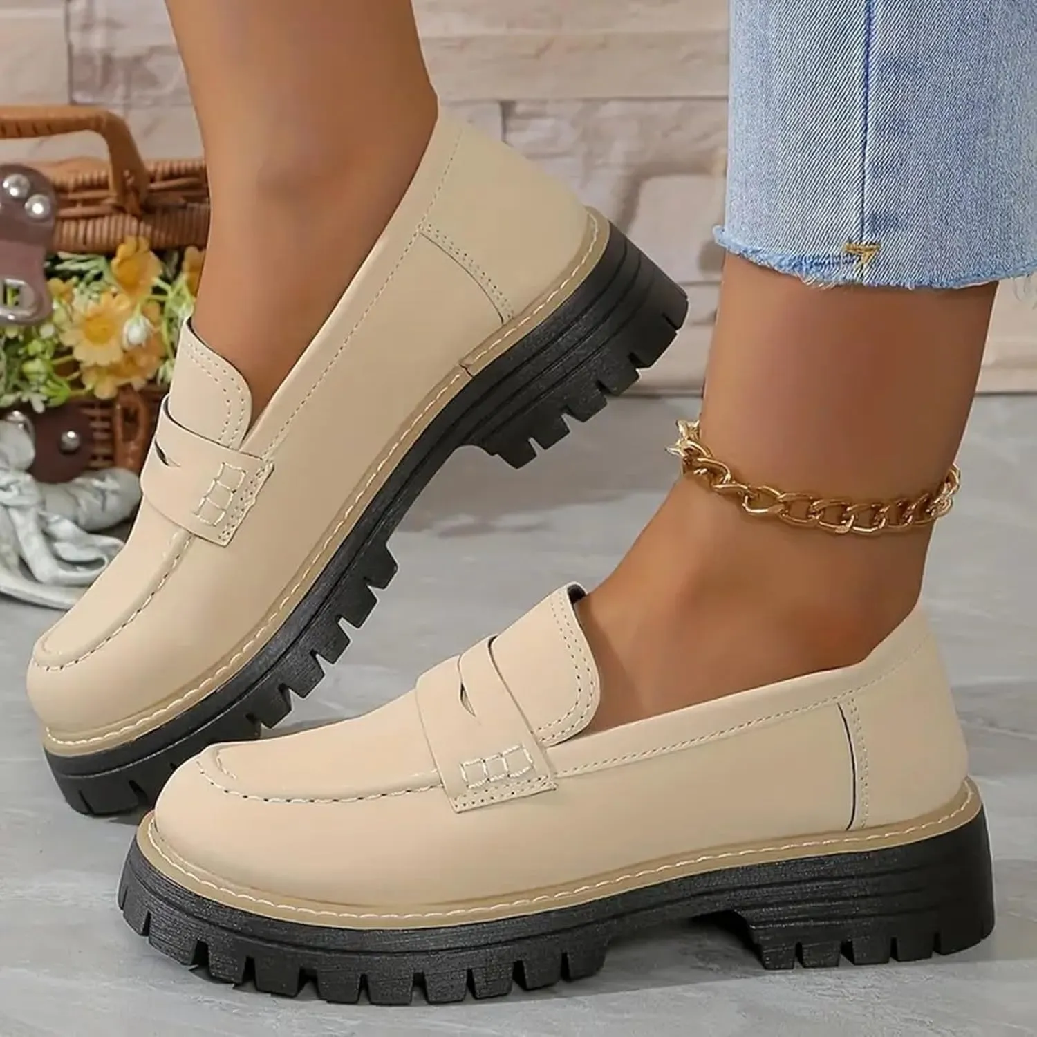 Orthoture Orthopedic Platform Loafers, Orthoture Womens Shoes Loafer, Lug Sole Loafers, Slip On Comfort Casual Fashion