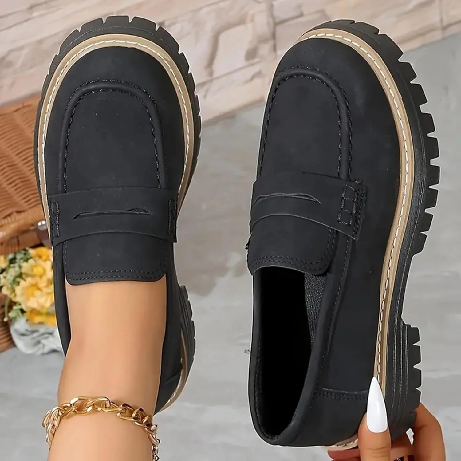 Orthoture Orthopedic Platform Loafers, Orthoture Womens Shoes Loafer, Lug Sole Loafers, Slip On Comfort Casual Fashion