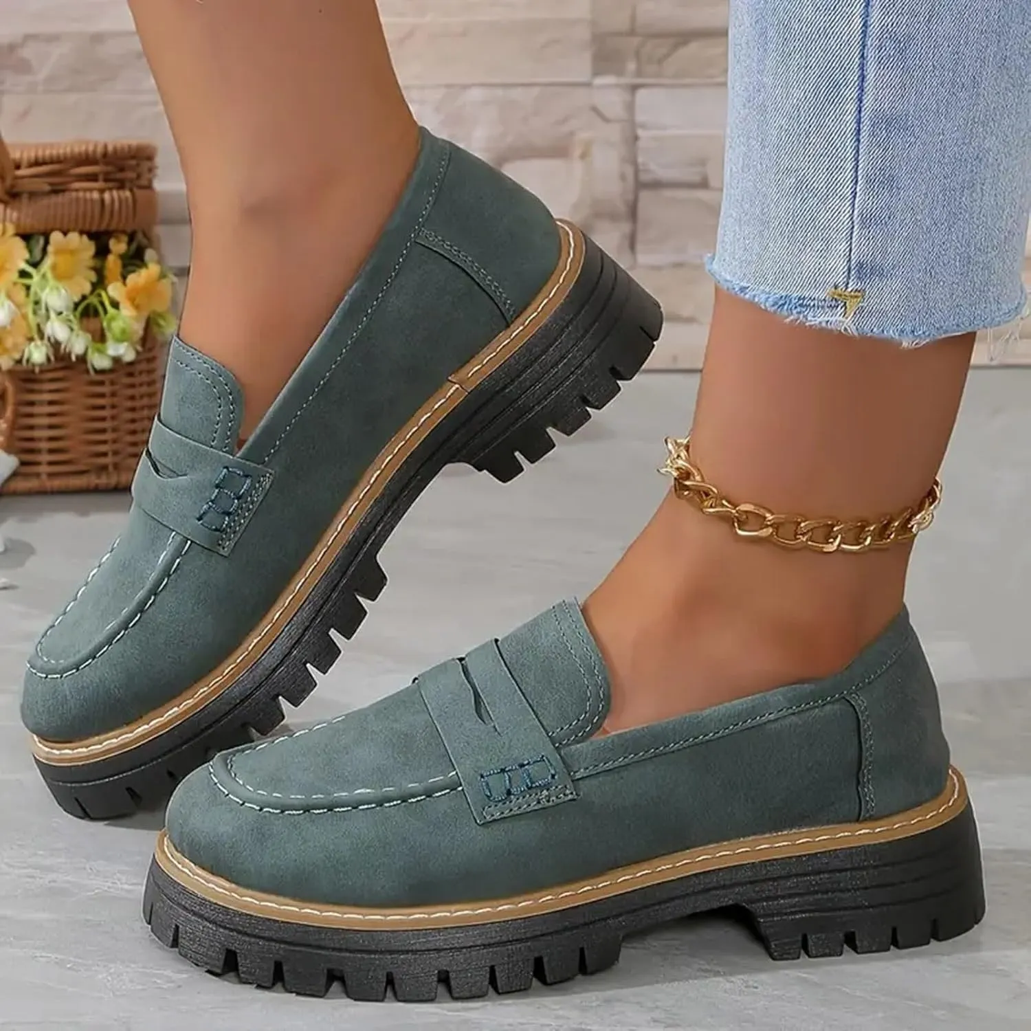 Orthoture Orthopedic Platform Loafers, Orthoture Womens Shoes Loafer, Lug Sole Loafers, Slip On Comfort Casual Fashion