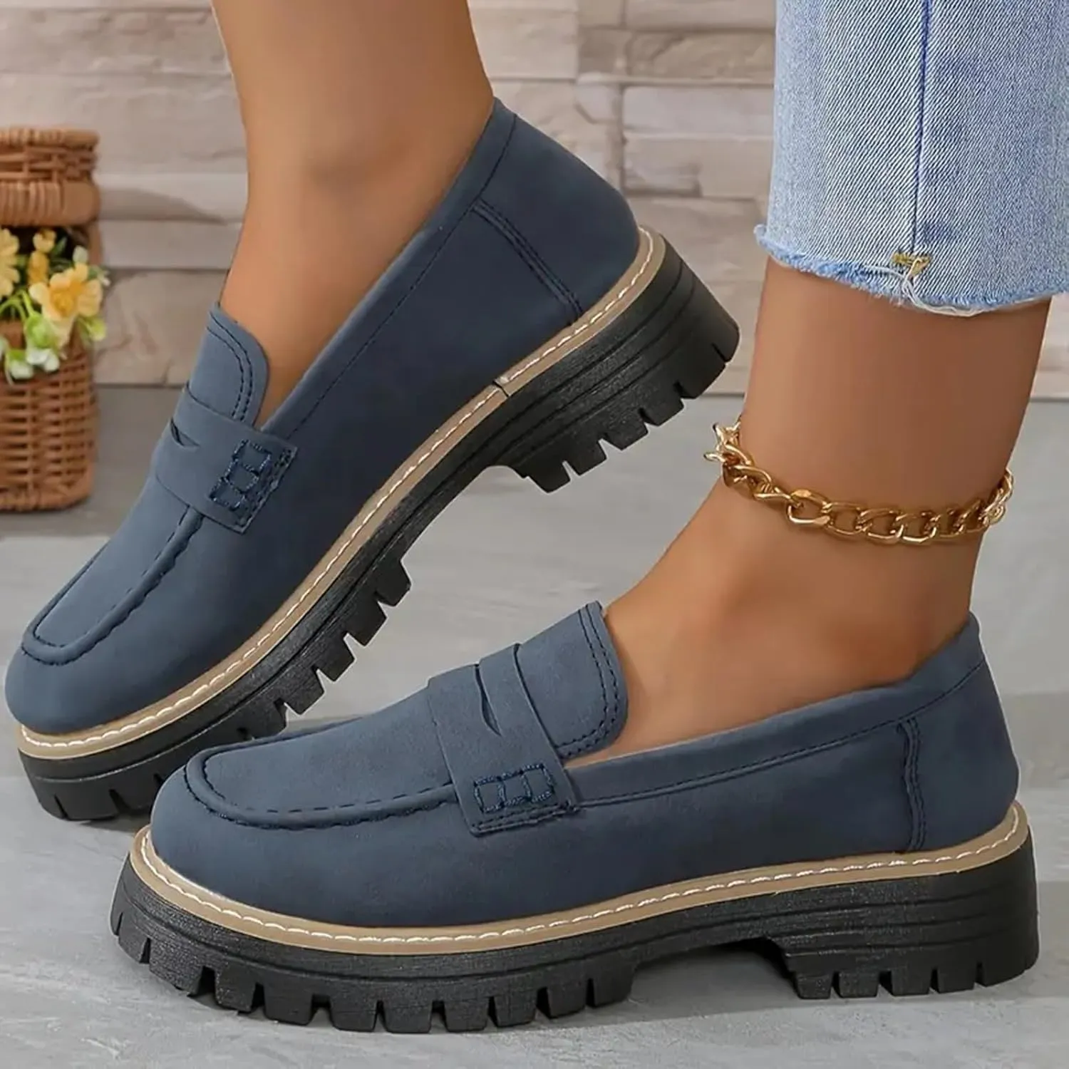 Orthoture Orthopedic Platform Loafers, Orthoture Womens Shoes Loafer, Lug Sole Loafers, Slip On Comfort Casual Fashion
