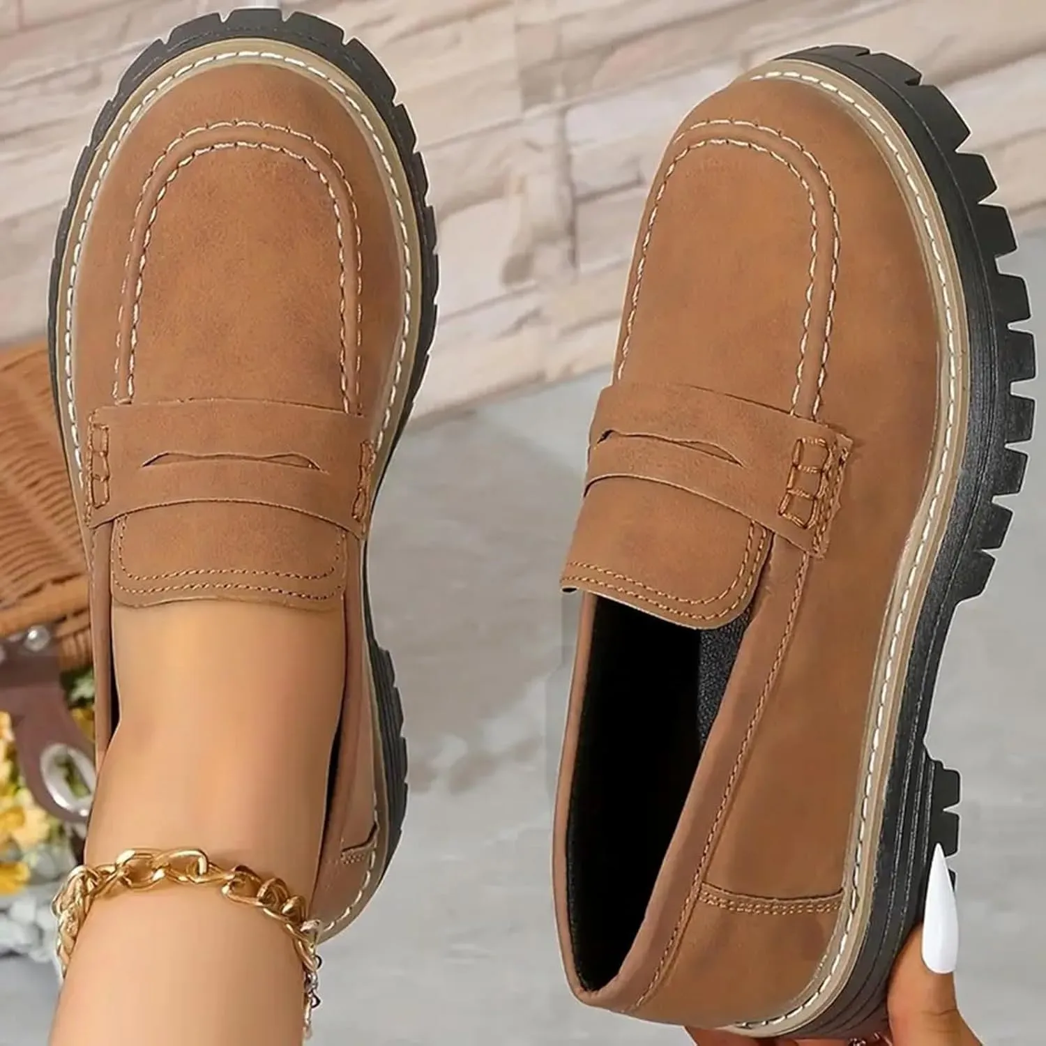 Orthoture Orthopedic Platform Loafers, Orthoture Womens Shoes Loafer, Lug Sole Loafers, Slip On Comfort Casual Fashion