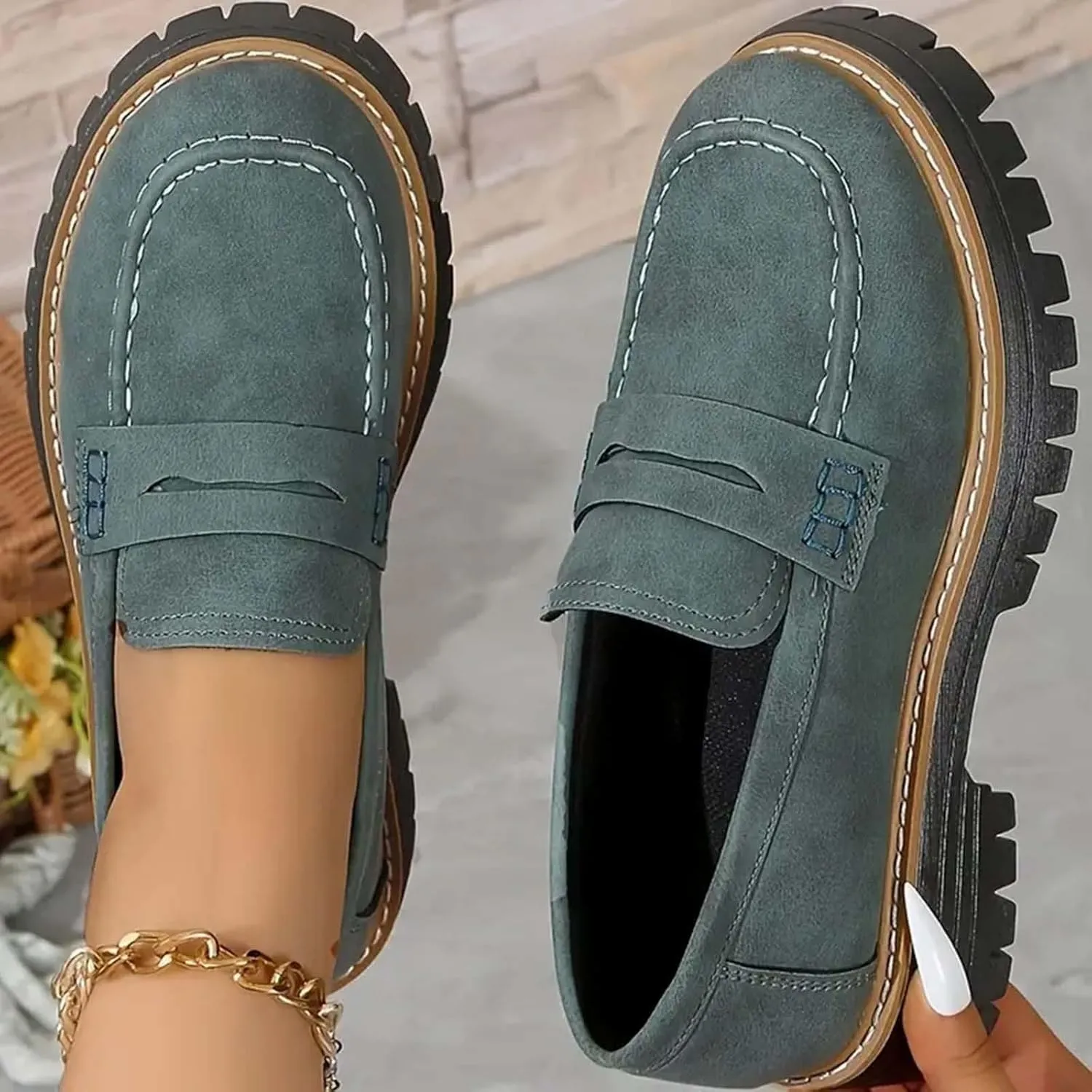 Orthoture Orthopedic Platform Loafers, Orthoture Womens Shoes Loafer, Lug Sole Loafers, Slip On Comfort Casual Fashion