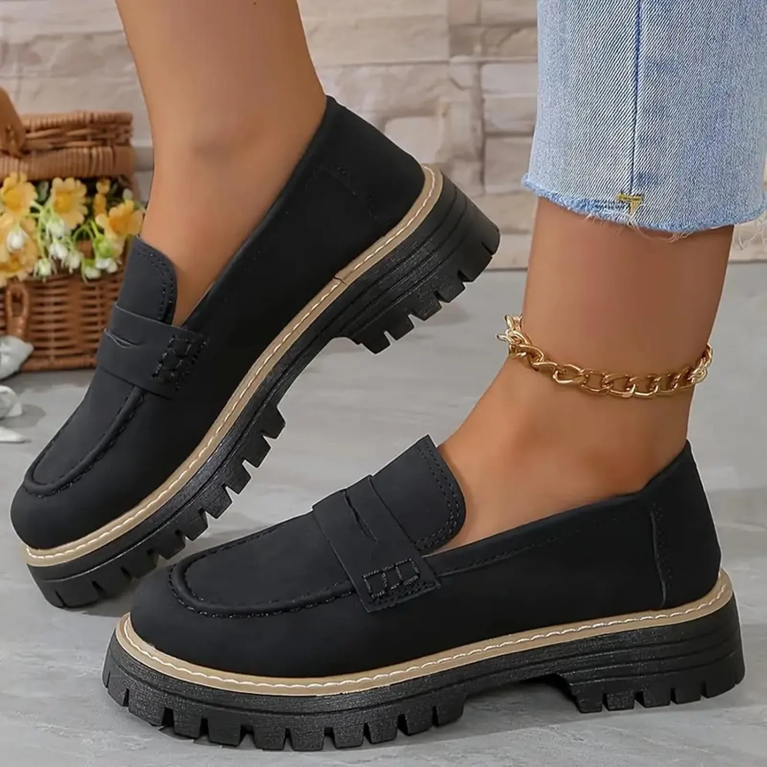 Orthoture Orthopedic Platform Loafers, Orthoture Womens Shoes Loafer, Lug Sole Loafers, Slip On Comfort Casual Fashion