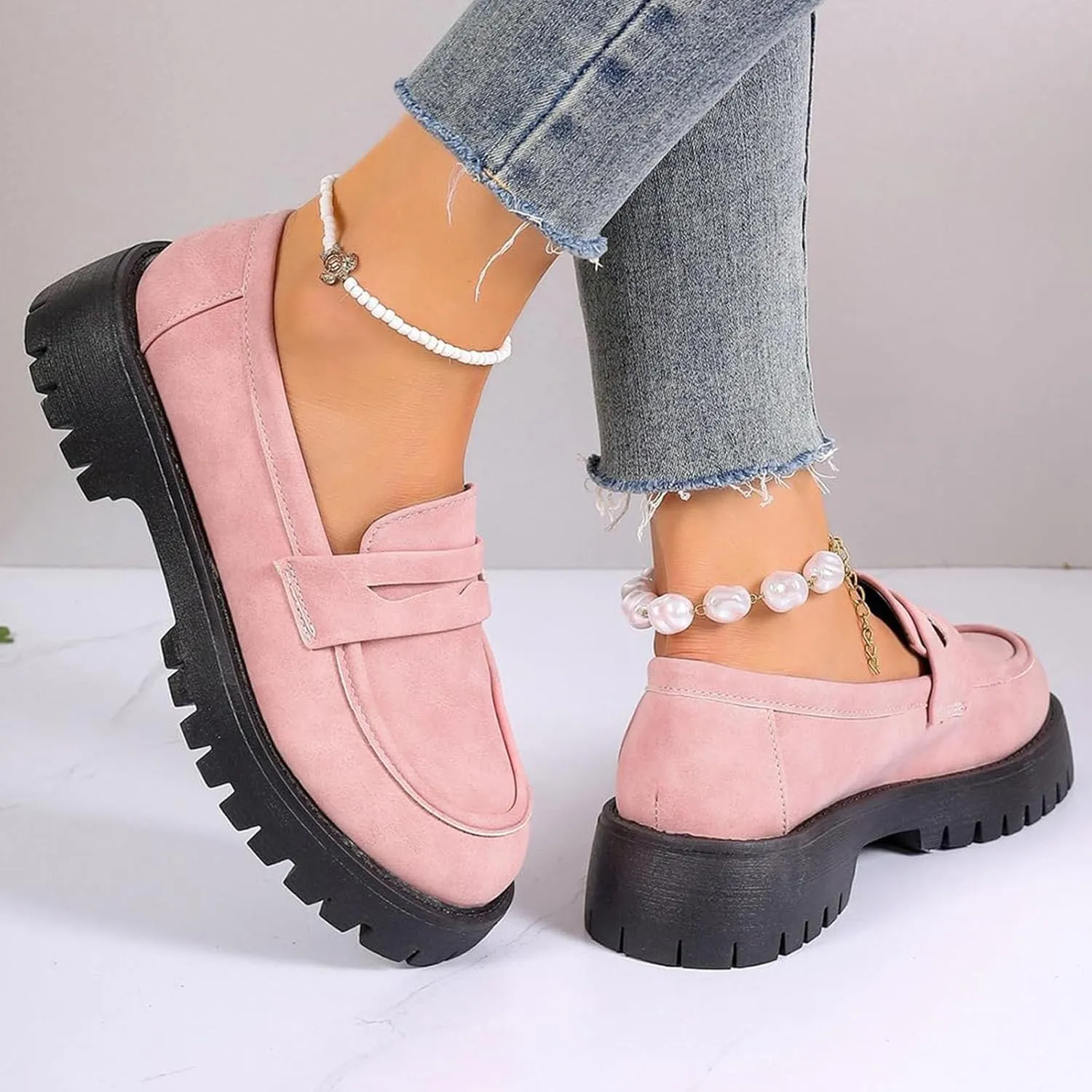 Orthoture Orthopedic Platform Loafers Orthoture Womens Shoes Round Toe Slip On Comfort Casual Fashion Lug Sole