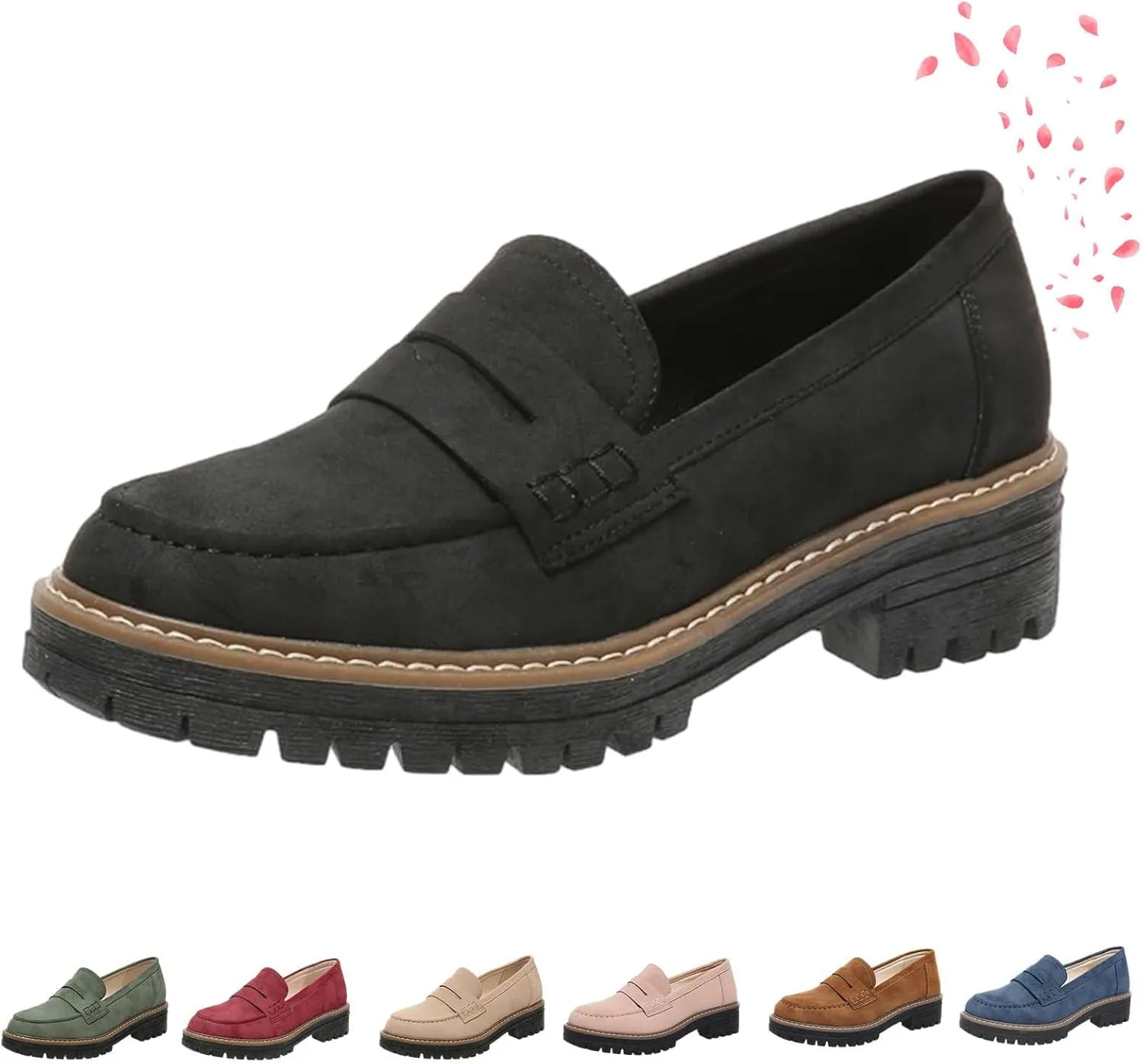 Orthoture Orthopedic Platform Loafers Orthoture Womens Shoes Round Toe Slip On Comfort Casual Fashion Lug Sole