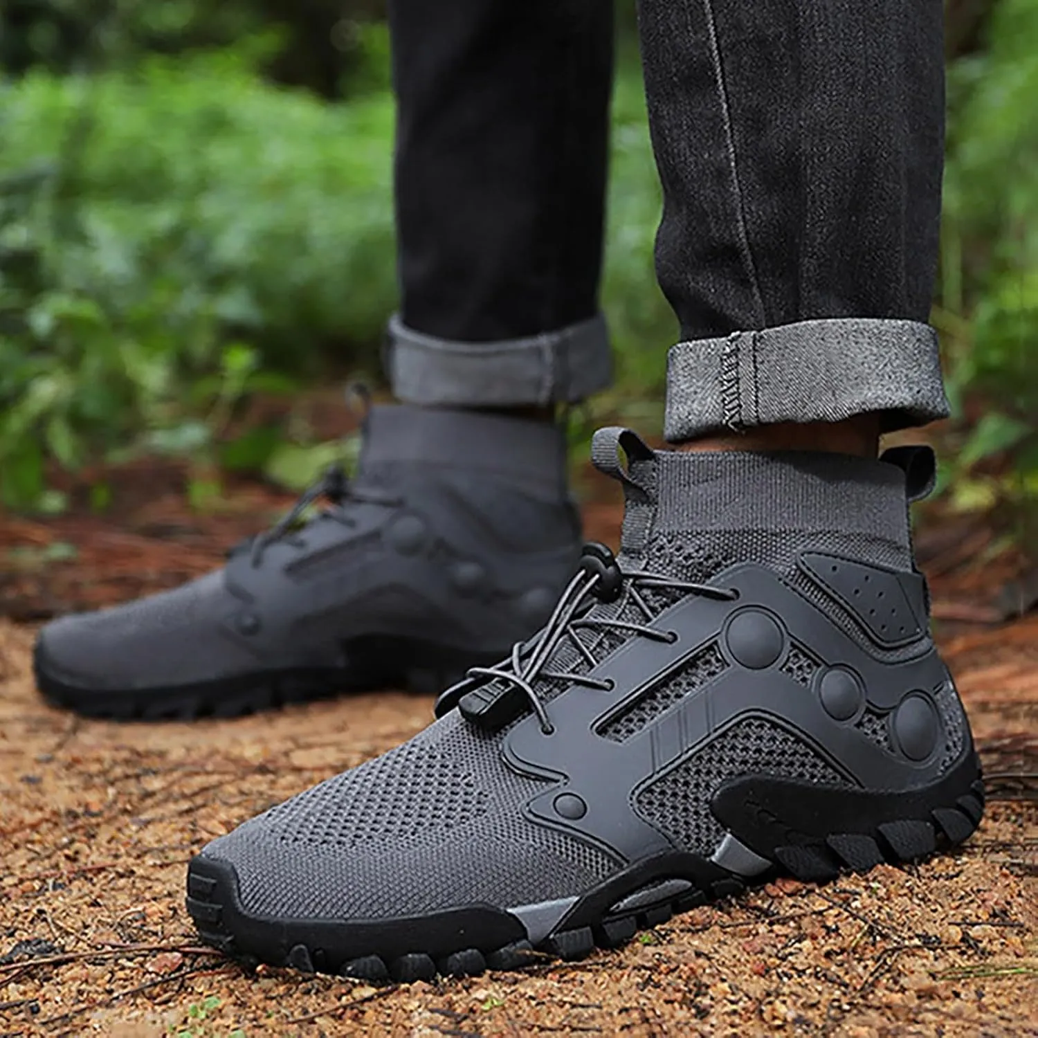Outdoor Hiking Shoes Men Non Slip Hiking Work Clothes Sports Shoes Swimming Wading Off Road and Mens Sneaker Boot Hiking