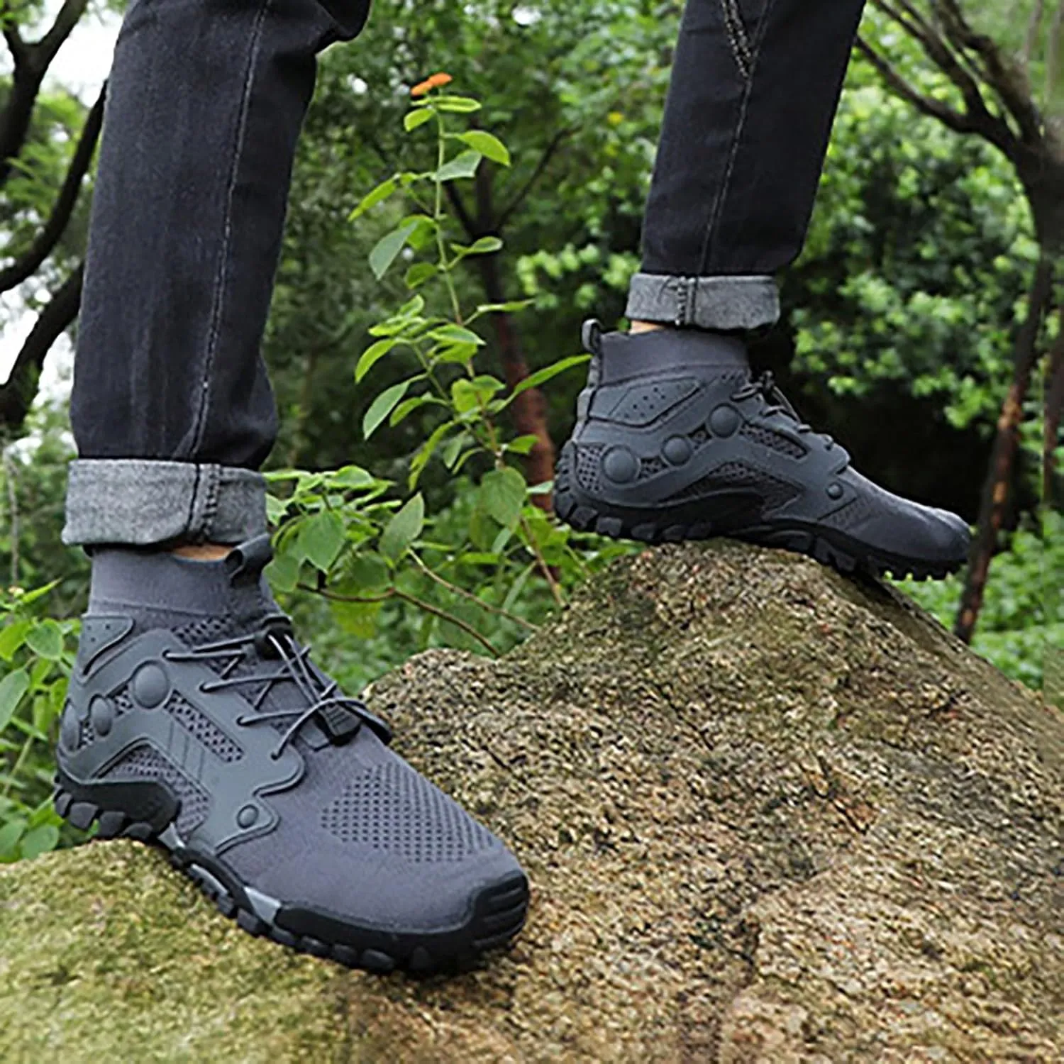 Outdoor Hiking Shoes Men Non Slip Hiking Work Clothes Sports Shoes Swimming Wading Off Road and Mens Sneaker Boot Hiking