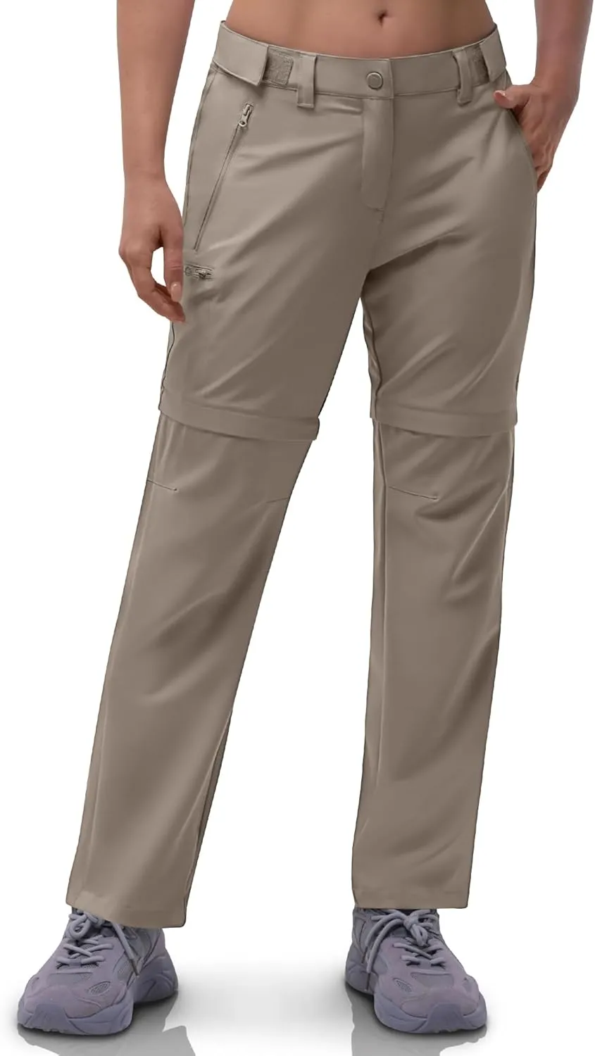 Outdoor Ventures Women's Convertible Pants, Quick Dry Hiking Zip-Off Pants, Stretch Lightweight Cargo Pants Fossil