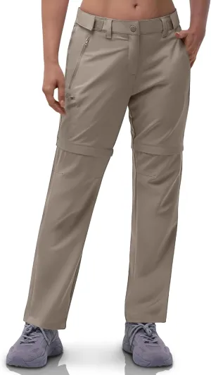 Outdoor Ventures Women's Convertible Pants, Quick Dry Hiking Zip-Off Pants, Stretch Lightweight Cargo Pants Fossil