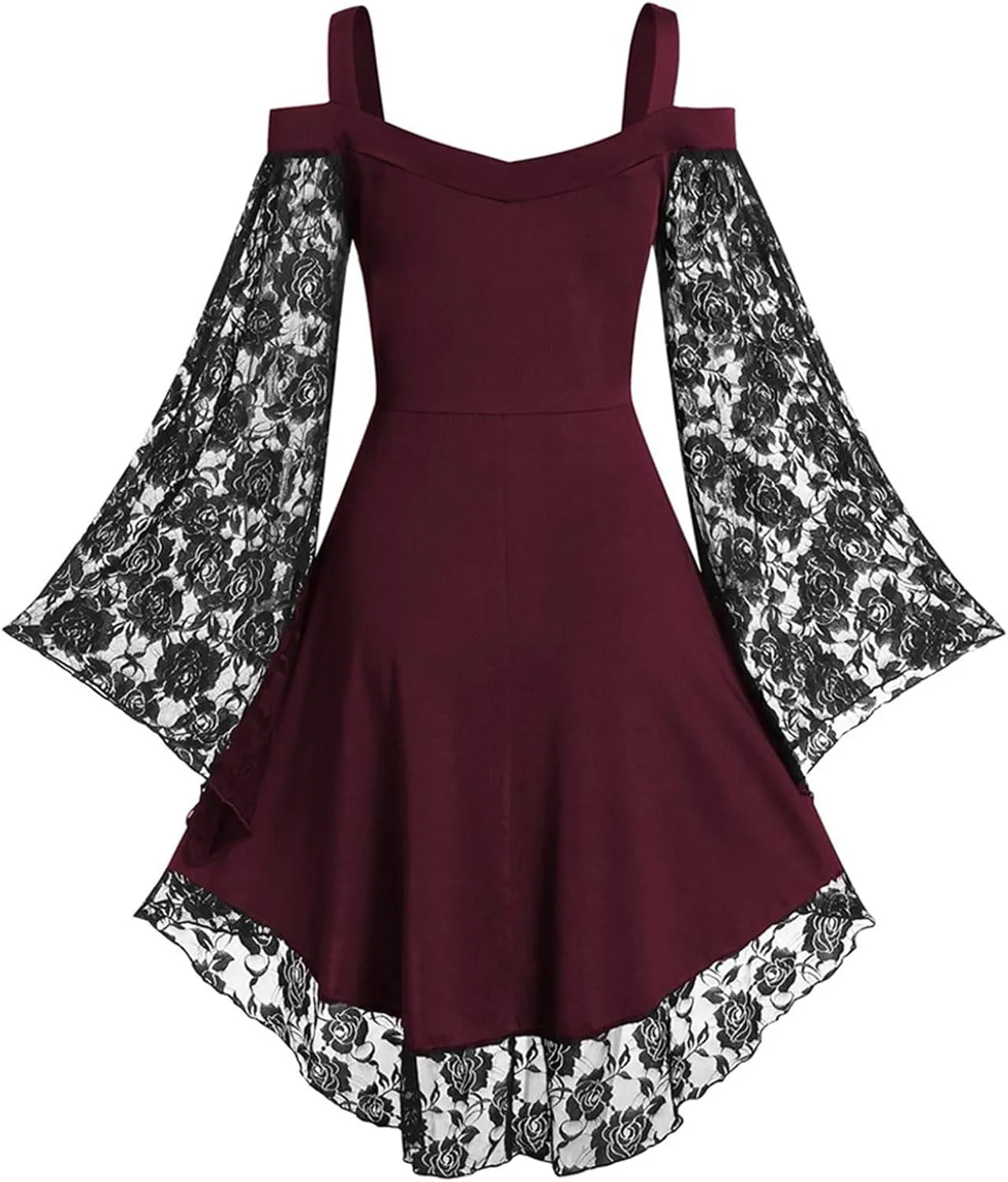 Panegy Womens Gothic Steampunk Dress Lace Off Shoulder Renaissance Dress Party Cosplay
