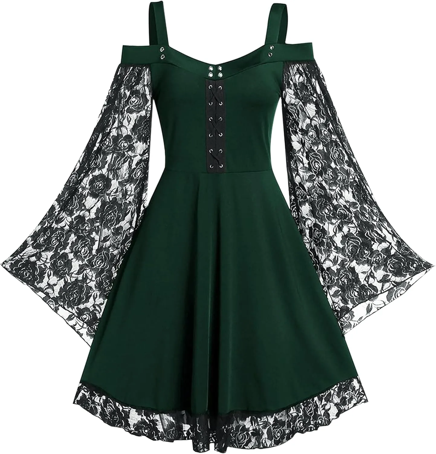Panegy Womens Gothic Steampunk Dress Lace Off Shoulder Renaissance Dress Party Cosplay