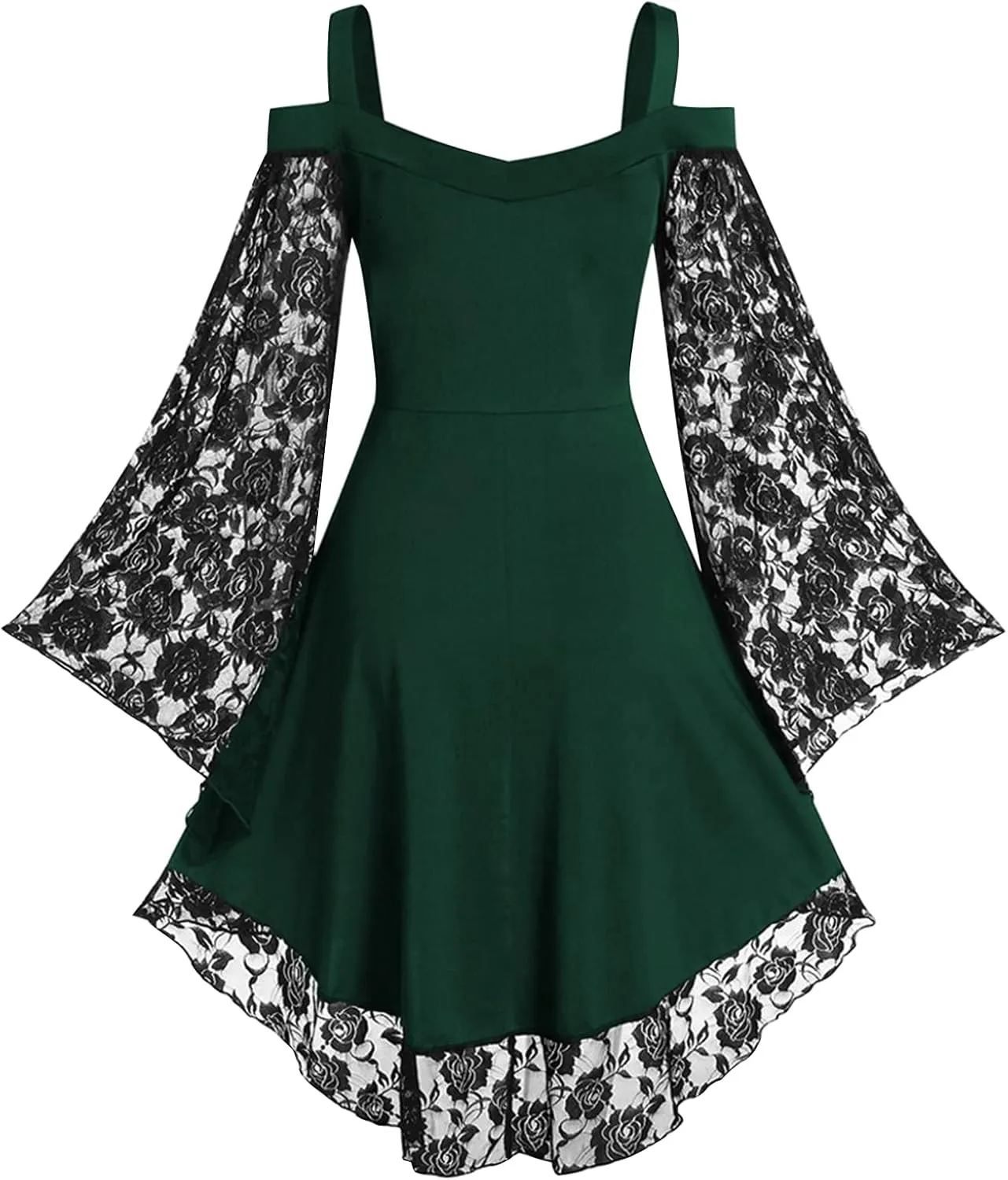 Panegy Womens Gothic Steampunk Dress Lace Off Shoulder Renaissance Dress Party Cosplay