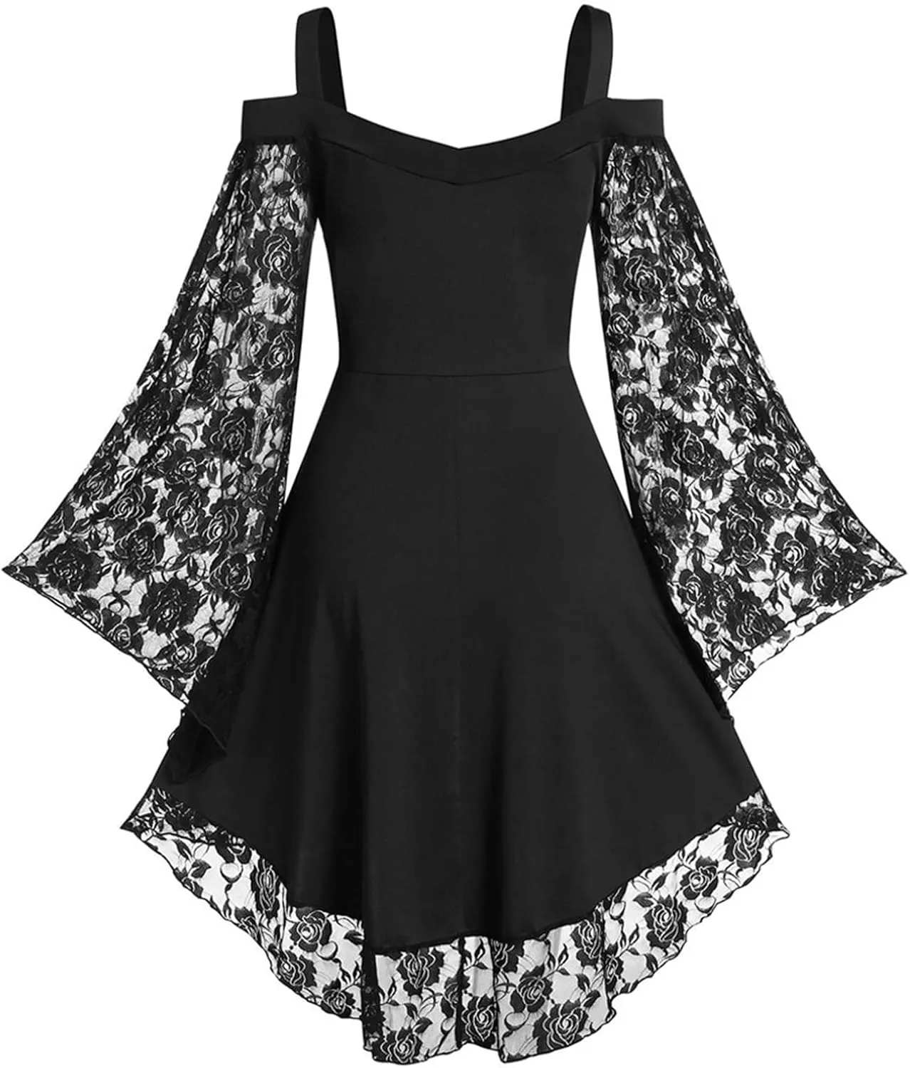 Panegy Womens Gothic Steampunk Dress Lace Off Shoulder Renaissance Dress Party Cosplay
