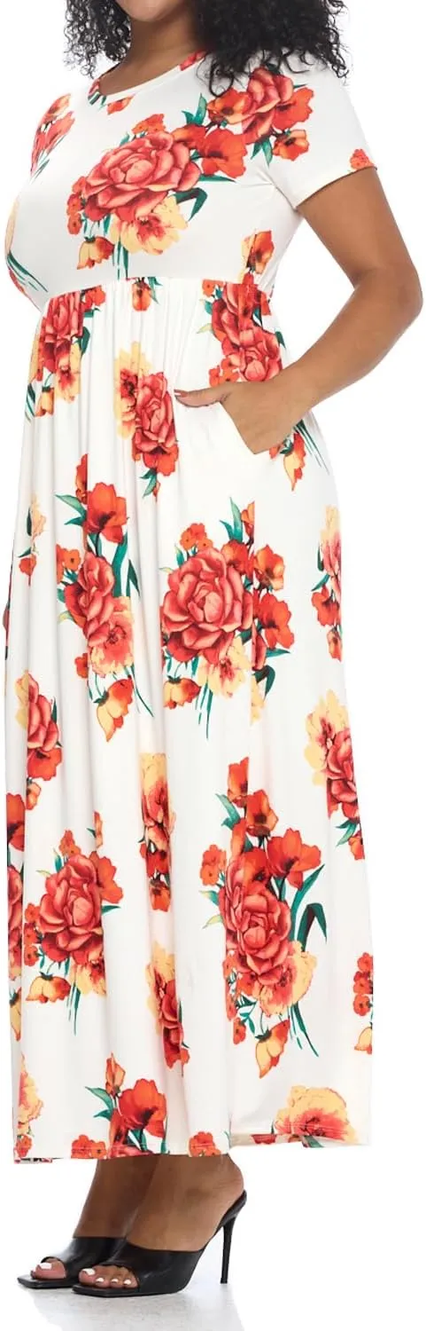 Pastel by Vivienne Women's Short Sleeve Maxi Dress with Pockets in Plus Size
