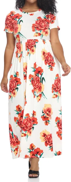 Pastel by Vivienne Women's Short Sleeve Maxi Dress with Pockets in Plus Size