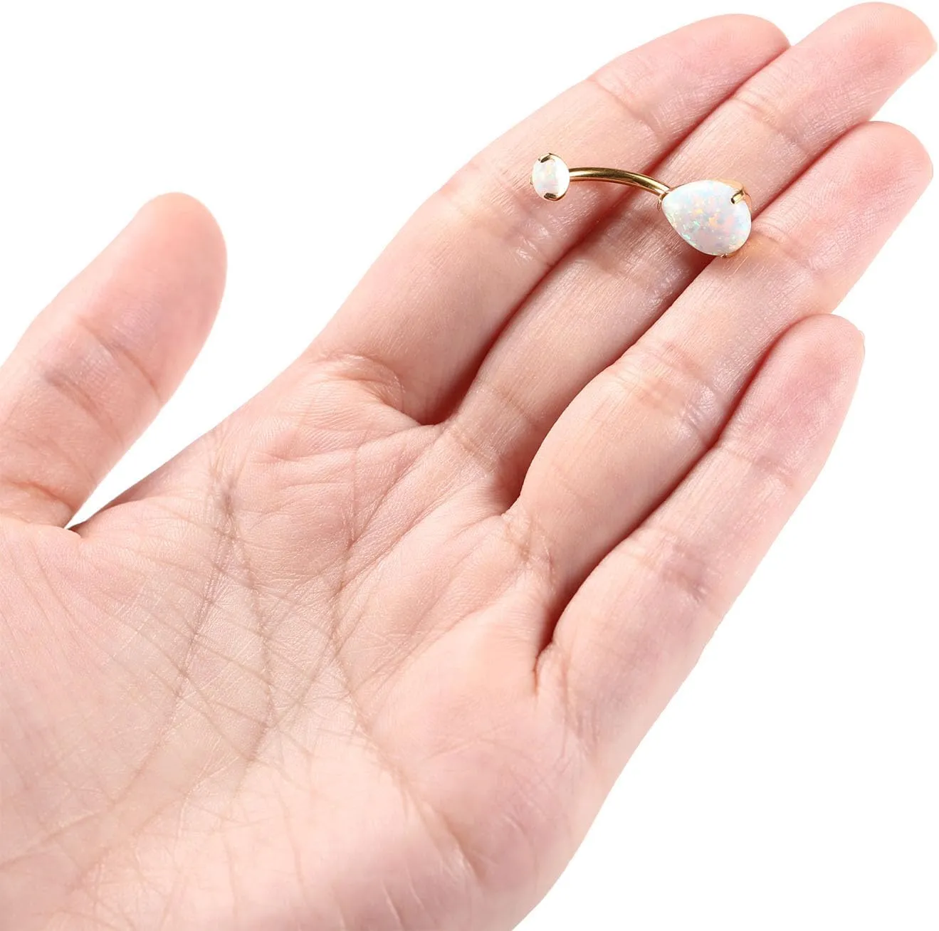 PEAKLINK Opal Belly Button Ring 10mm 14G Belly Jewelry Titanium Navel Ring Internally Threaded Belly Barbell Navel Jewelry Navel Belly Piercing Jewelry for Women