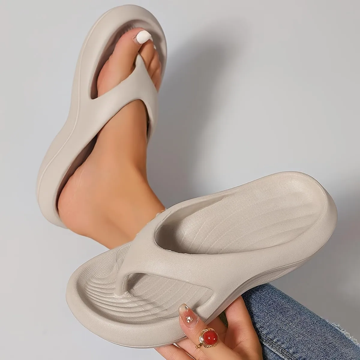 Pillow Arch Support Flip Flops for Women, Non-Slip Lightweight Walking Beach Shoes, Cloud-Like Recovery Flipflops with Ergonomic Design