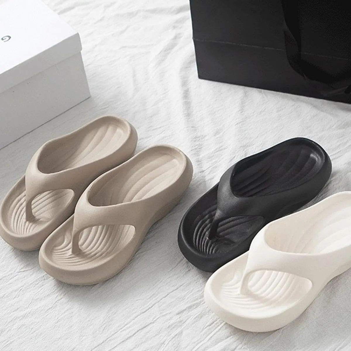 Pillow Arch Support Flip Flops, Plantar Fasciitis Orthopedic Sandals For Women, Walking Platform Recovery Flipflops, Soft Non-Slip Comfort Lightweight Summer Beach Shoes