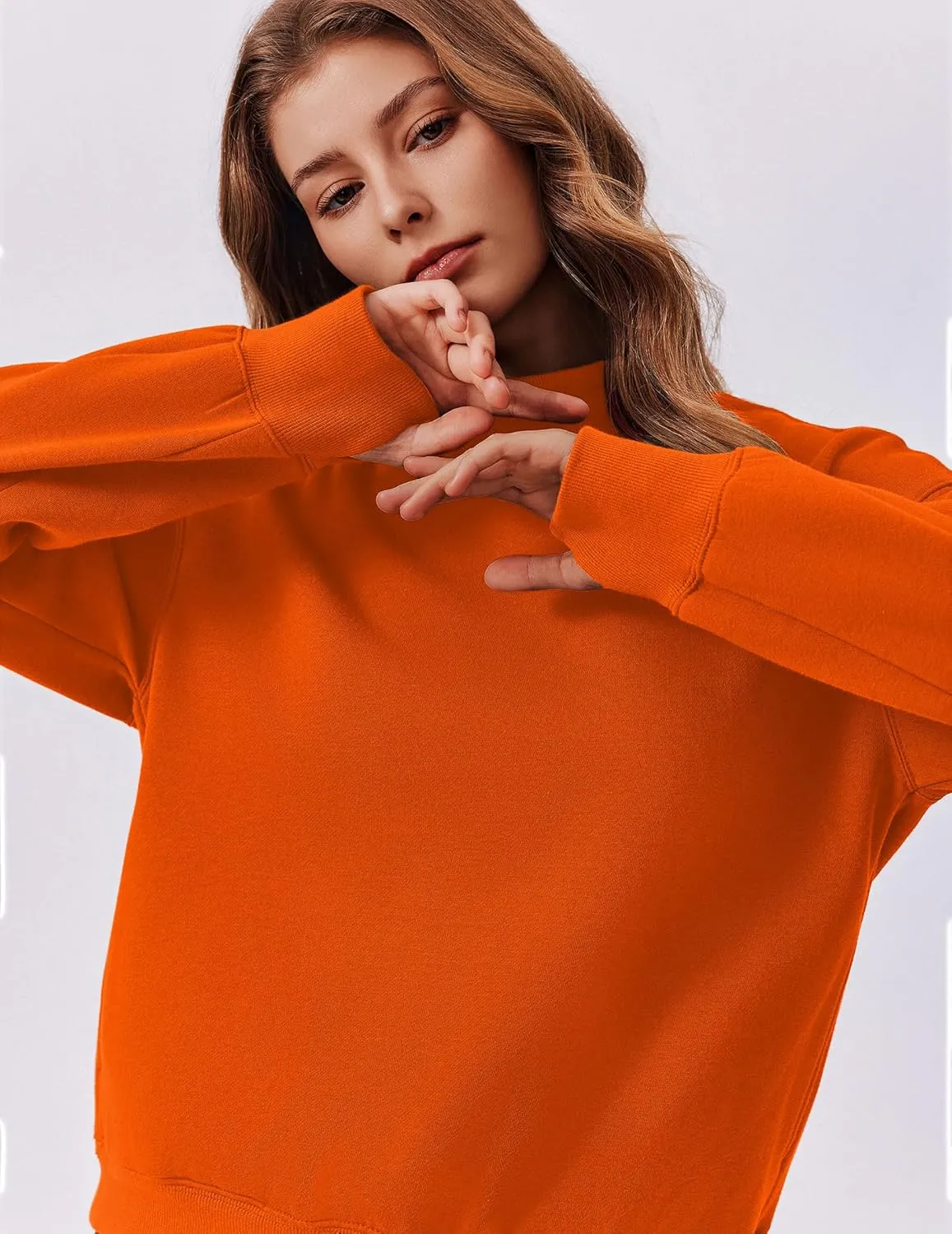 PINSPARK Sweatshirt for Women 2024 Fall Outfits Long Sleeve Fleece Top Turtleneck Sweater Shirts with Side Pockets Thumb Hole
