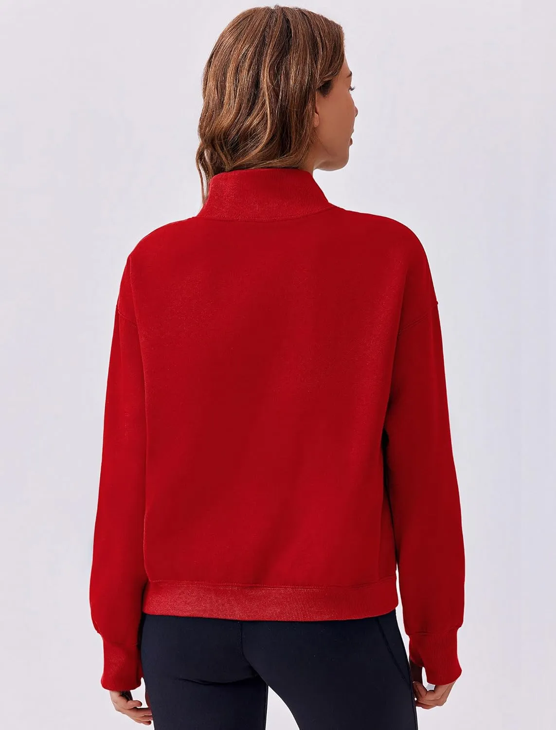 PINSPARK Sweatshirt for Women 2024 Fall Outfits Long Sleeve Fleece Top Turtleneck Sweater Shirts with Side Pockets Thumb Hole