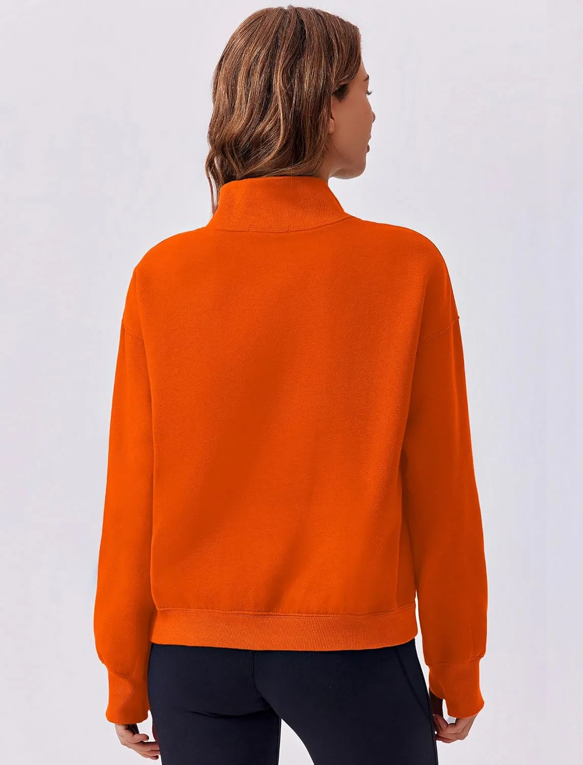 PINSPARK Sweatshirt for Women 2024 Fall Outfits Long Sleeve Fleece Top Turtleneck Sweater Shirts with Side Pockets Thumb Hole
