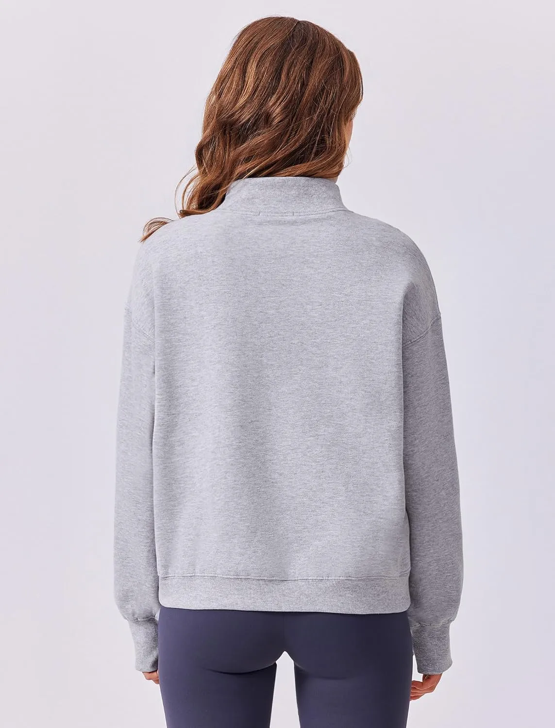 PINSPARK Sweatshirt for Women 2024 Fall Outfits Long Sleeve Fleece Top Turtleneck Sweater Shirts with Side Pockets Thumb Hole