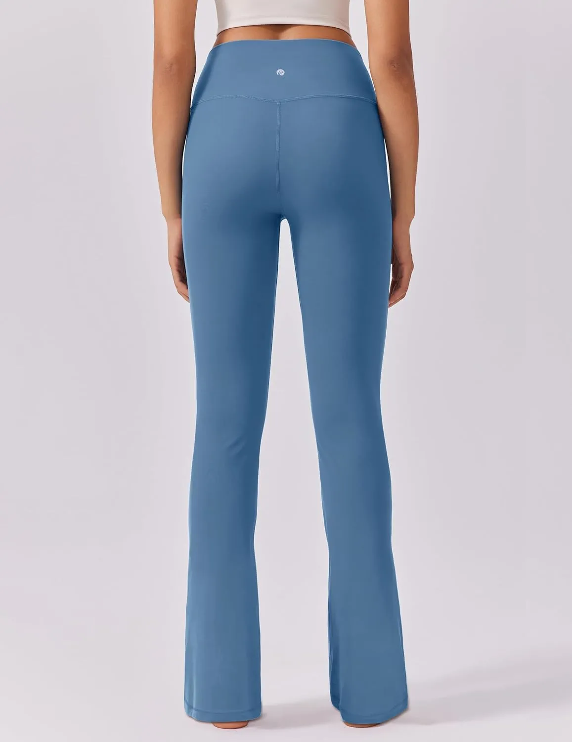 PINSPARK Womens Mini Flare Yoga Pants High Waisted Bootcut Leggings Athletic Bootleg Pants with Back Pockets
