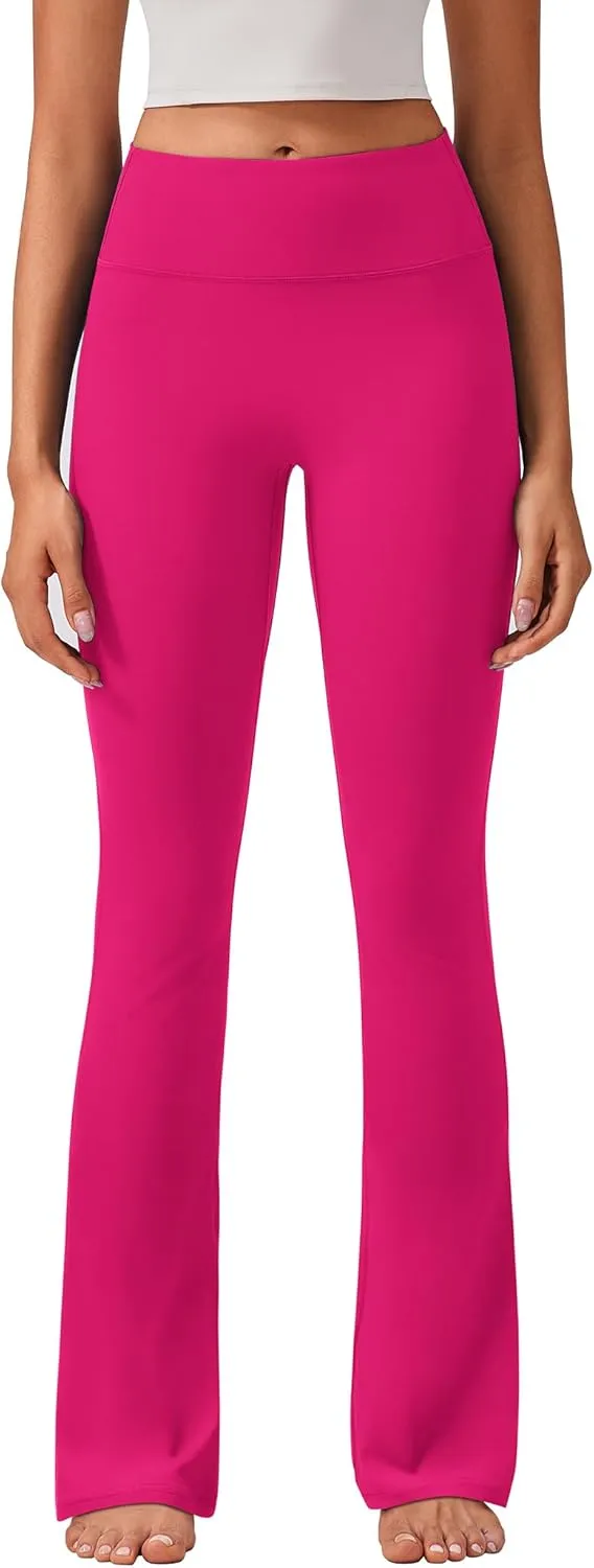 PINSPARK Womens Mini Flare Yoga Pants High Waisted Bootcut Leggings Athletic Bootleg Pants with Back Pockets