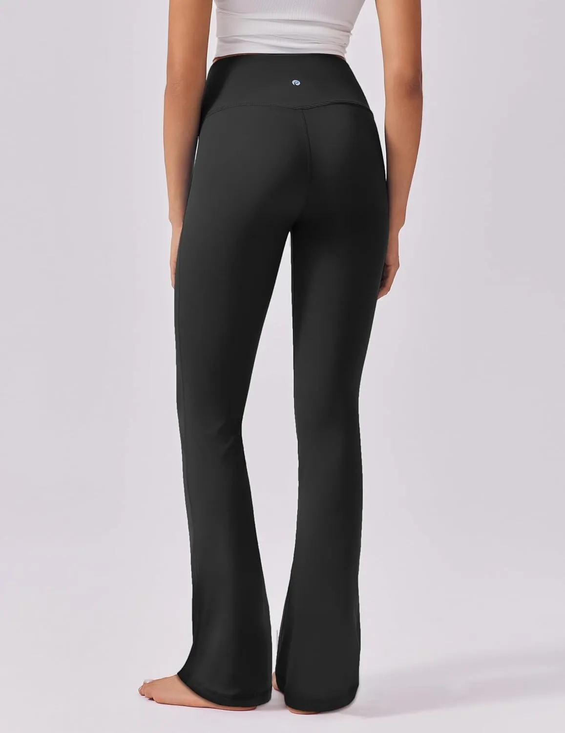 PINSPARK Womens Mini Flare Yoga Pants High Waisted Bootcut Leggings Athletic Bootleg Pants with Back Pockets