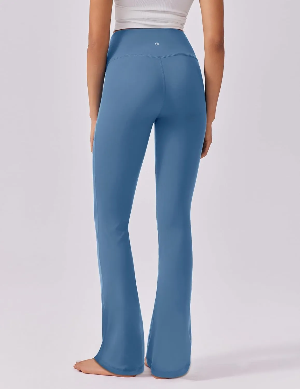 PINSPARK Womens Mini Flare Yoga Pants High Waisted Bootcut Leggings Athletic Bootleg Pants with Back Pockets
